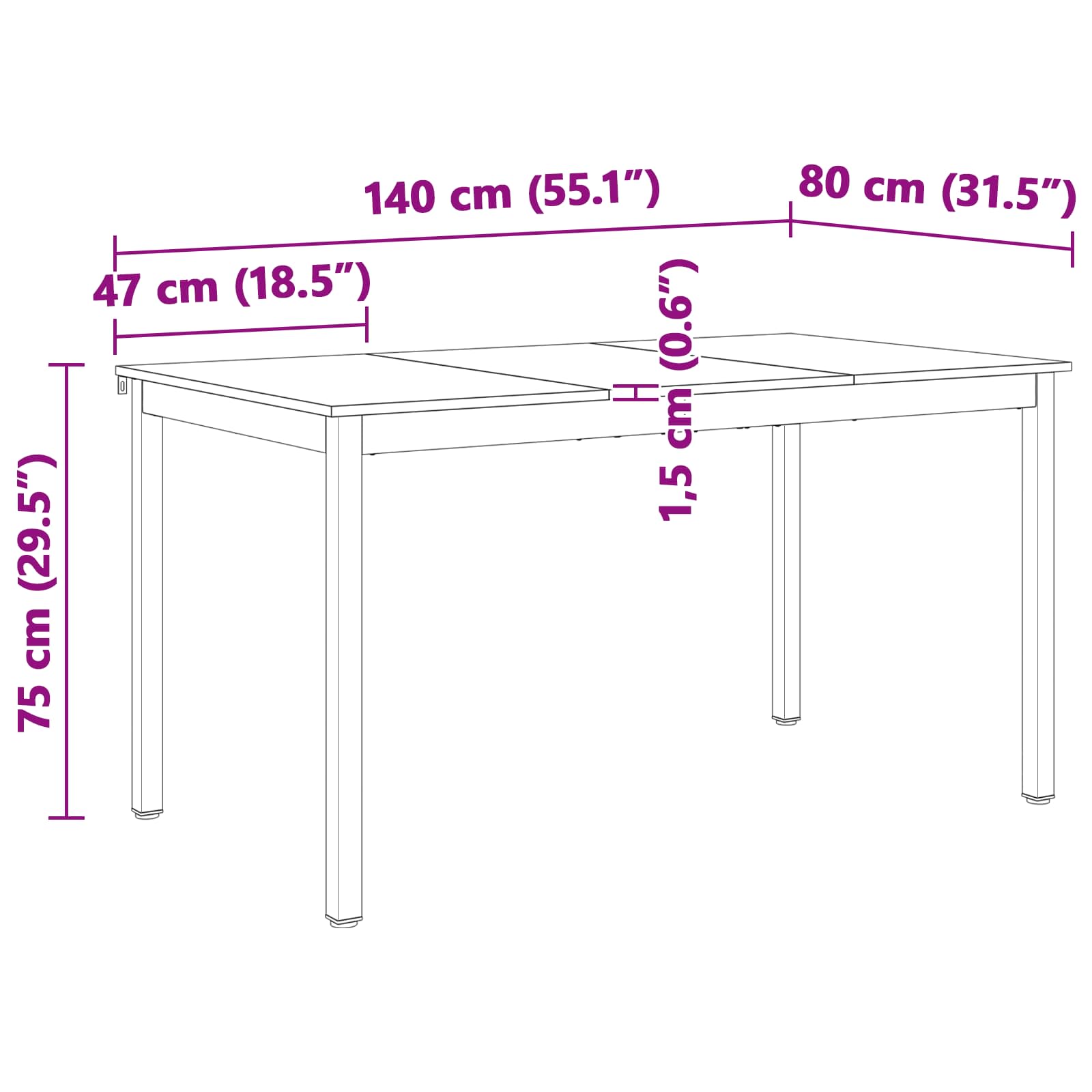 vidaXL Stół jadalny Naturalny 140 x 80 x 75 cm Lite drewno sosnowe