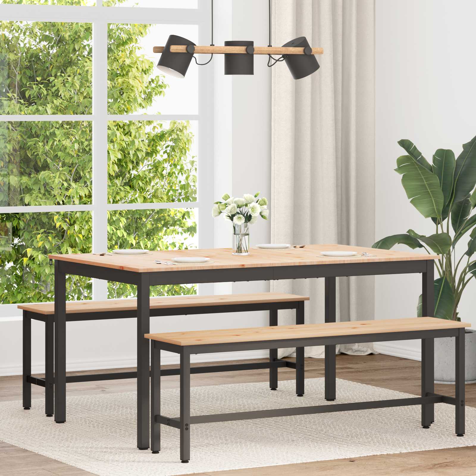vidaXL Stół jadalny Naturalny 150 x 90 x 75 cm Lite drewno sosnowe