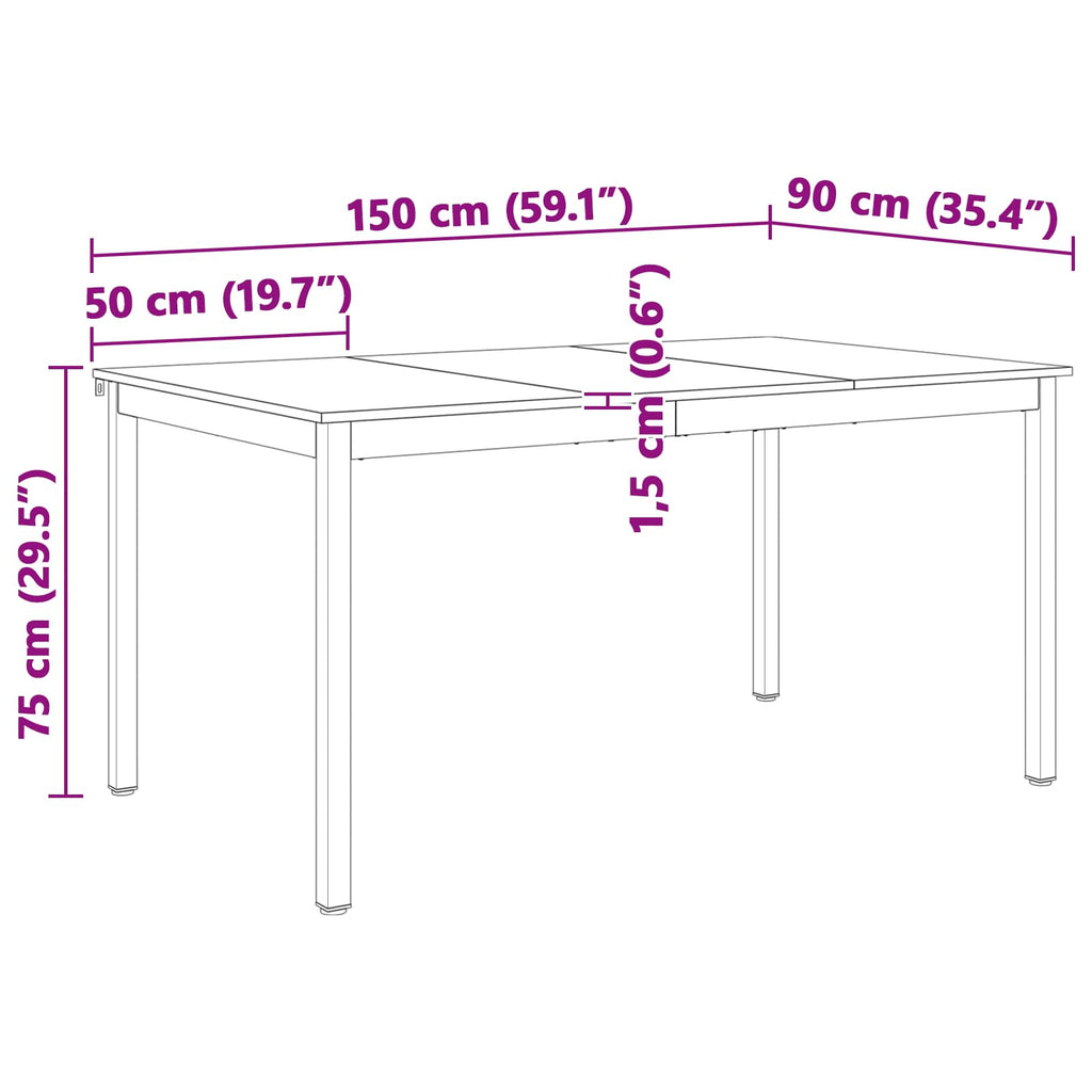 vidaXL Stół jadalny Naturalny 150 x 90 x 75 cm Lite drewno sosnowe