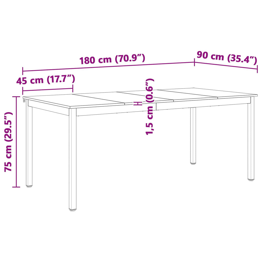 vidaXL Stół jadalny Naturalny 180 x 90 x 75 cm Lite drewno sosnowe