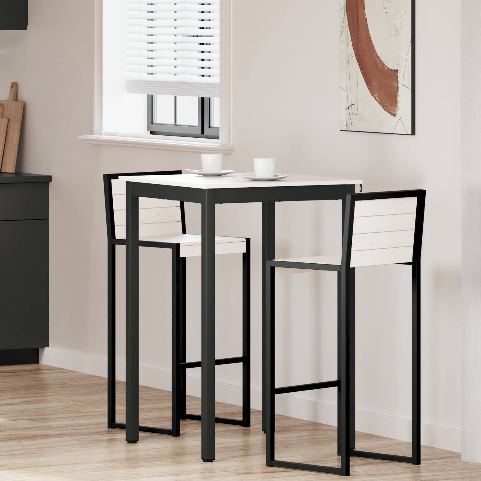 vidaXL Stół barowy Biały 70 x 70 x 105 cm Lite drewno sosnowe