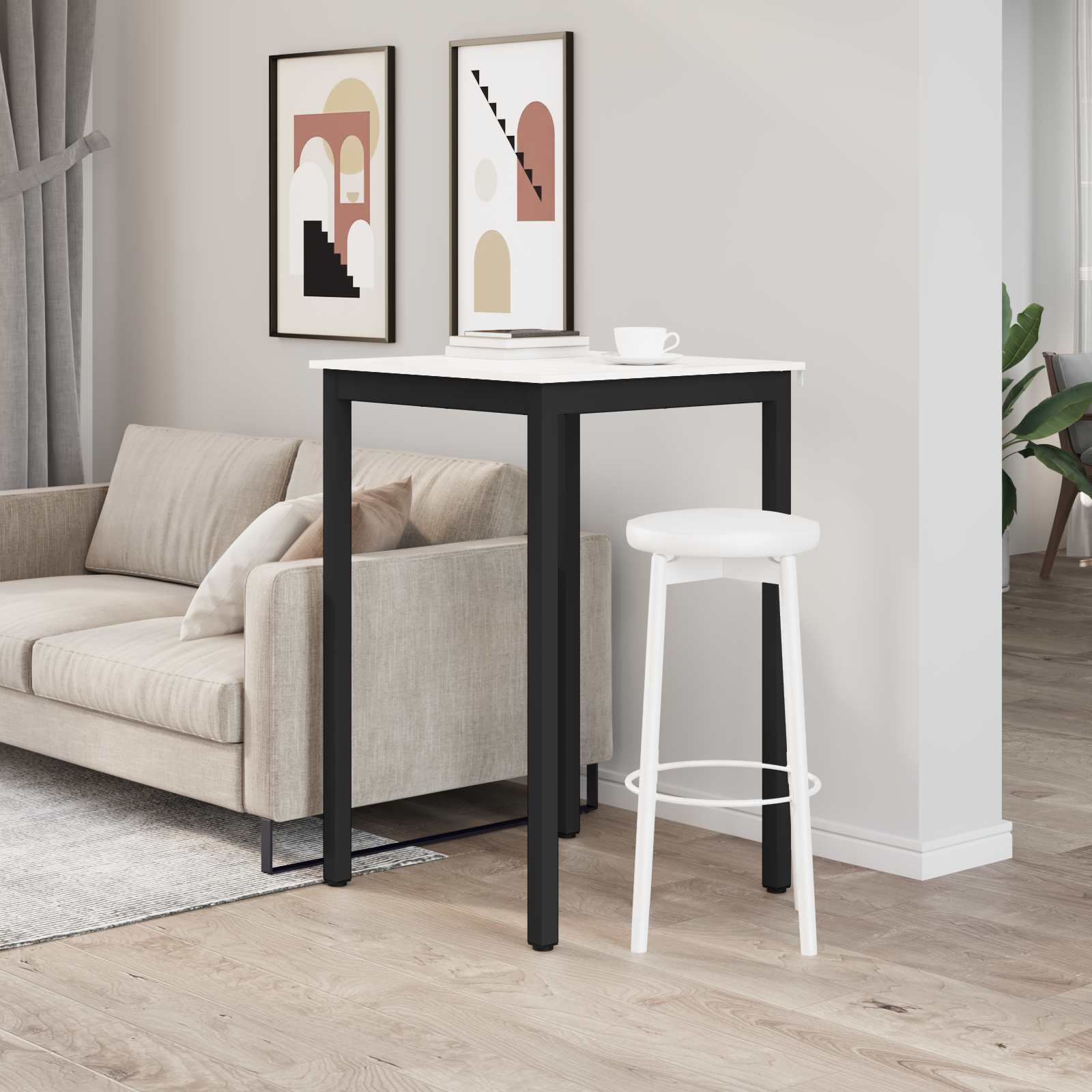 vidaXL Stół barowy Biały 70 x 70 x 105 cm Lite drewno sosnowe