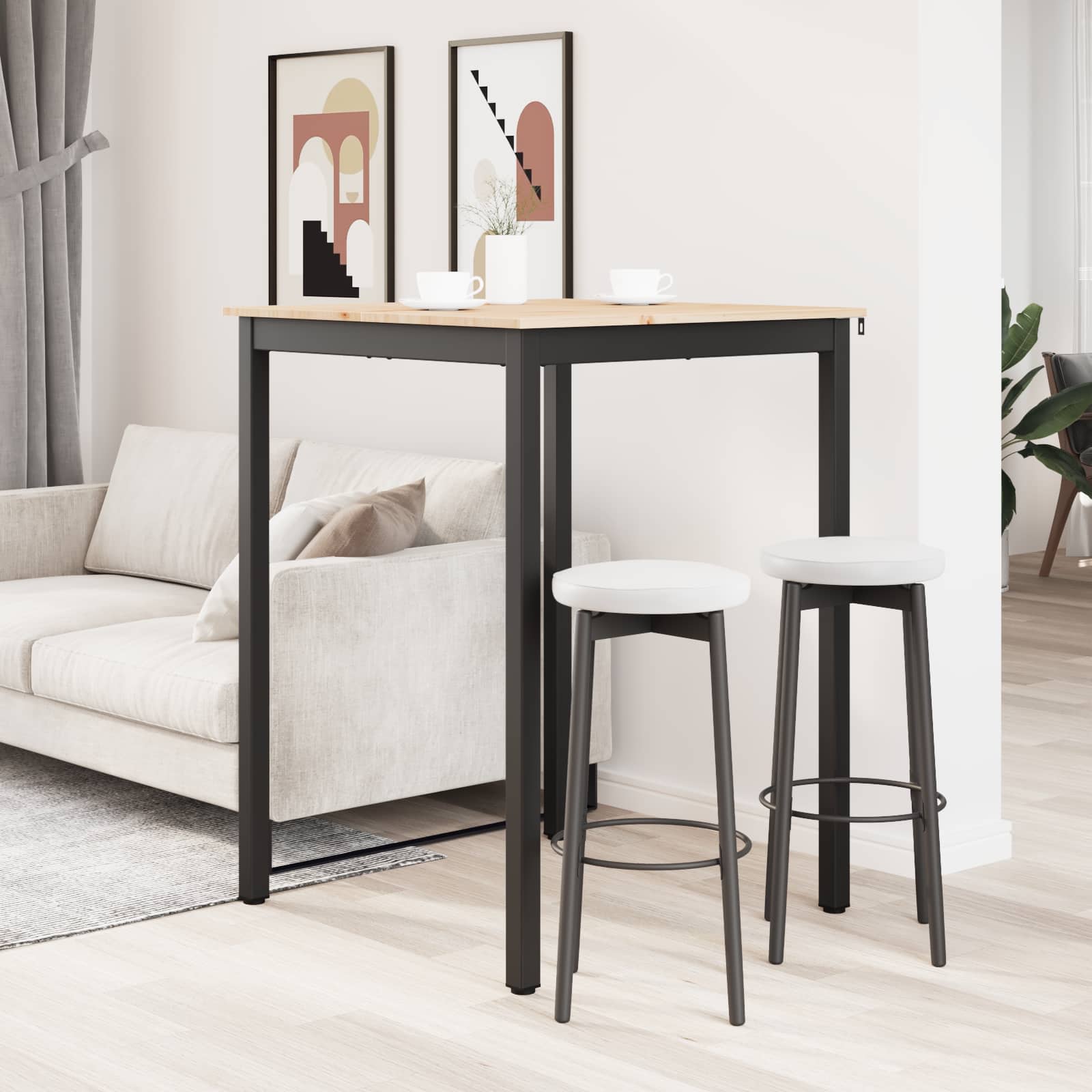 vidaXL Stół barowy Naturalny 80 x 80 x 105 cm Lite drewno sosnowe