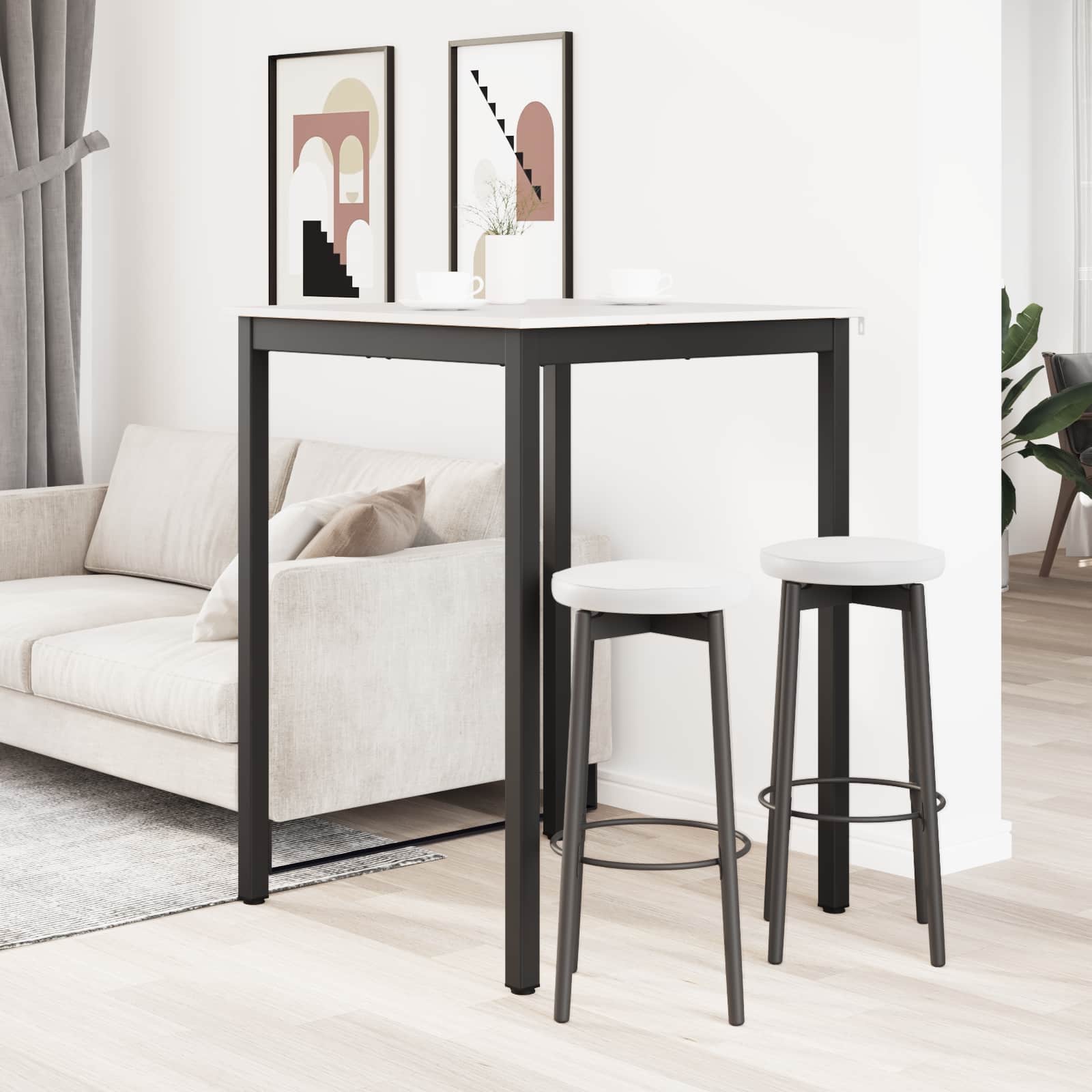 vidaXL Stół barowy Biały 80 x 80 x 105 cm Lite drewno sosnowe