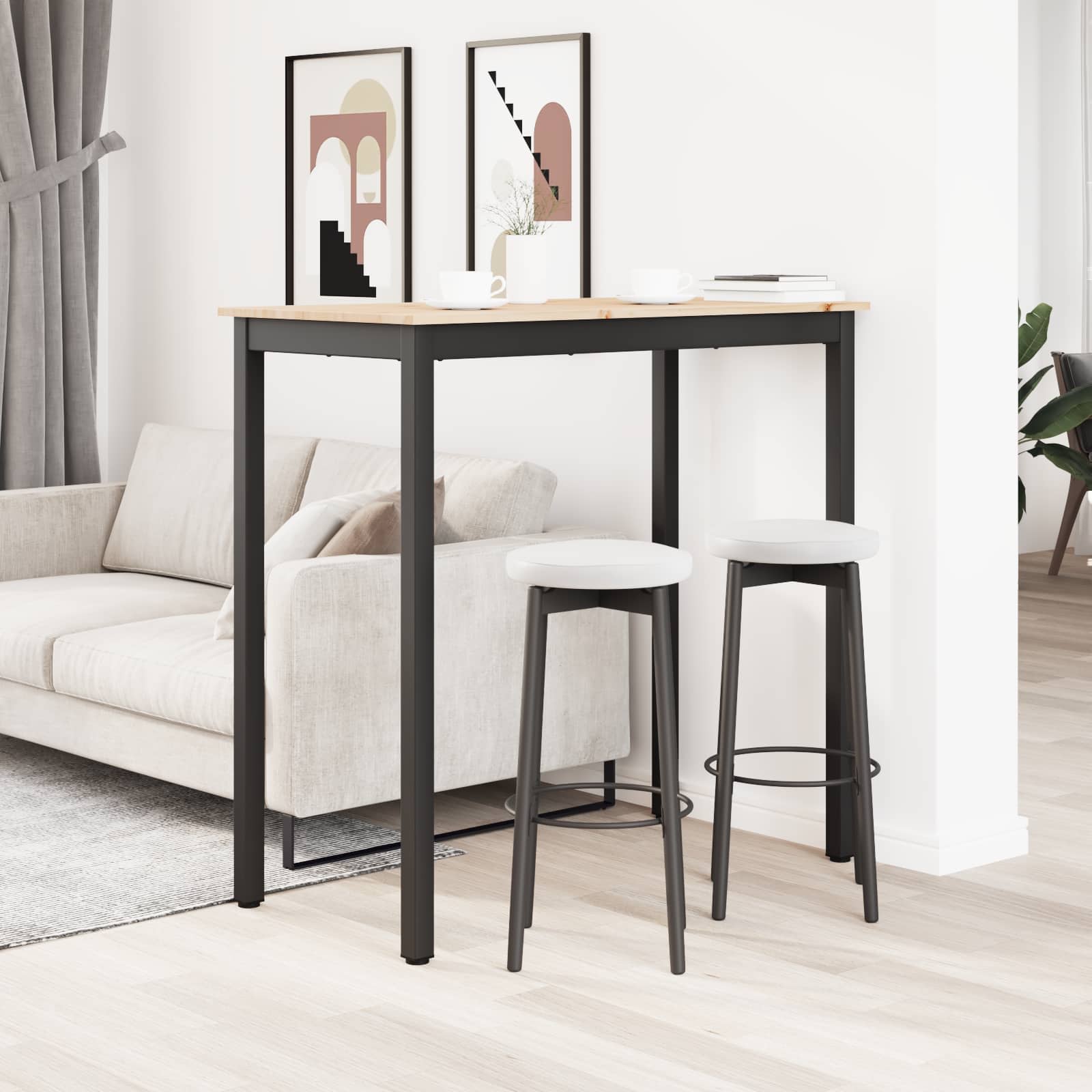 vidaXL Stół barowy Naturalny 110 x 55 x 105 cm Lite drewno sosnowe