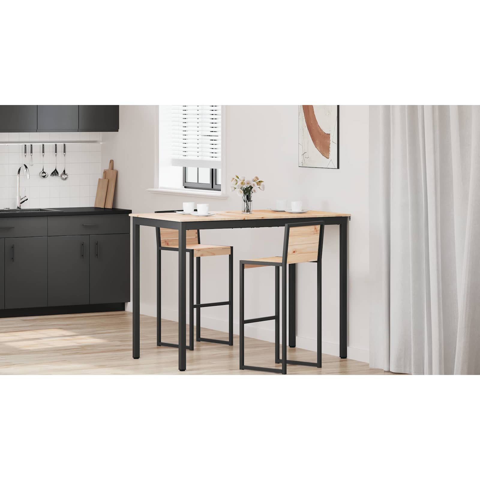 vidaXL Stół barowy Naturalny 140 x 80 x 105 cm Lite drewno sosnowe