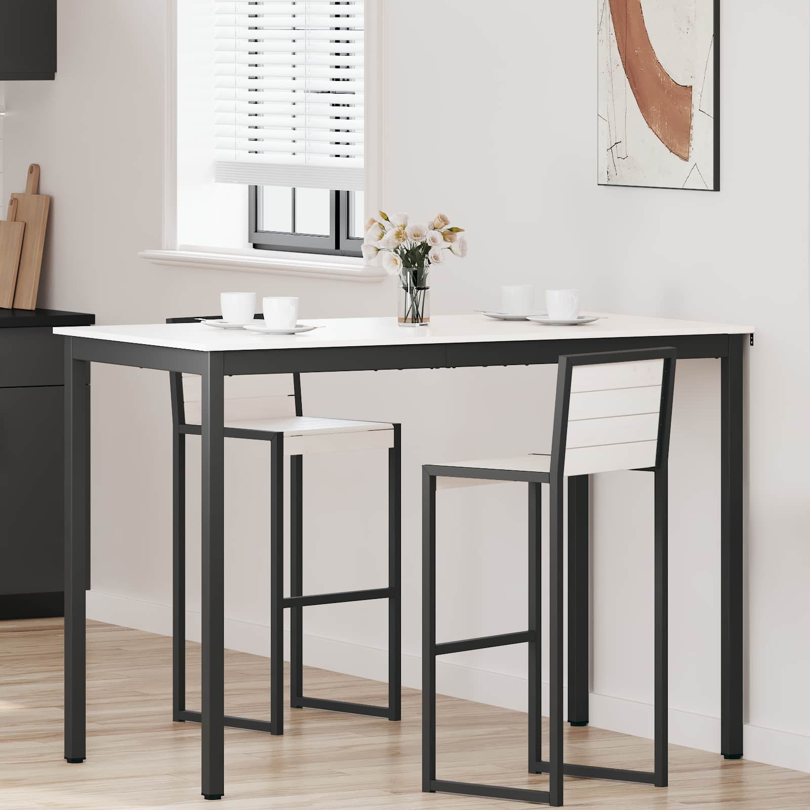 vidaXL Stół barowy Biały 150 x 80 x 105 cm Lite drewno sosnowe
