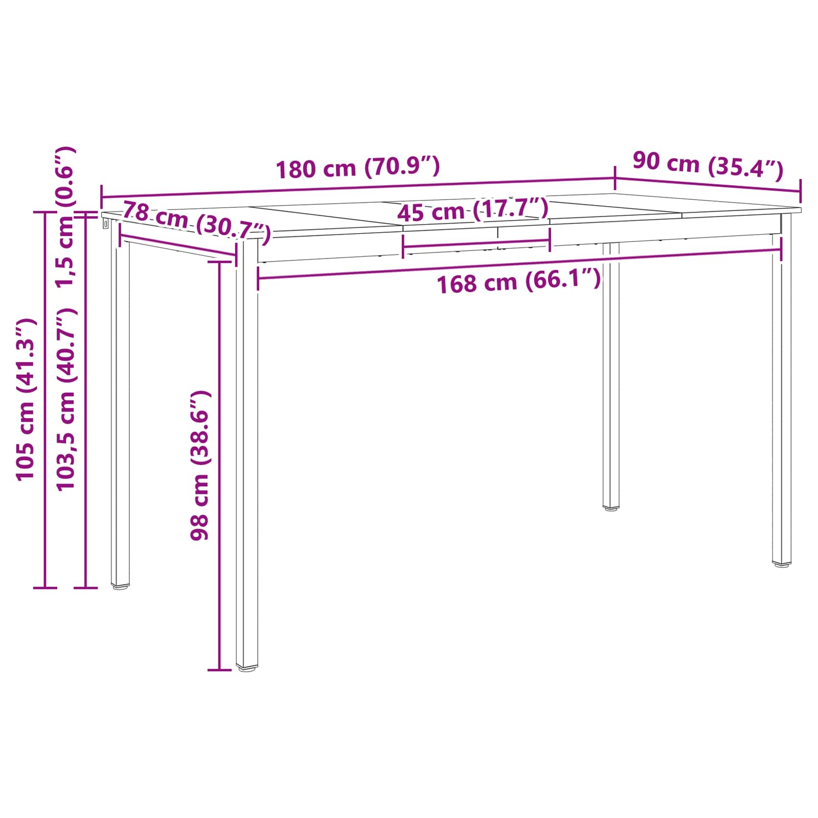 vidaXL Stół barowy Naturalny 180 x 90 x 105 cm Lite drewno sosnowe
