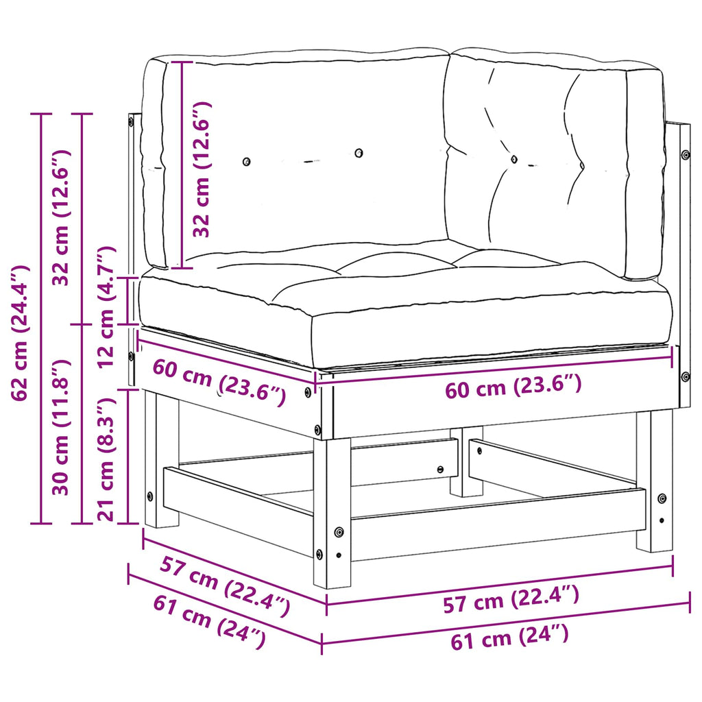 vidaXL Sofa narożna do ogrodu Lite drewno sosnowe