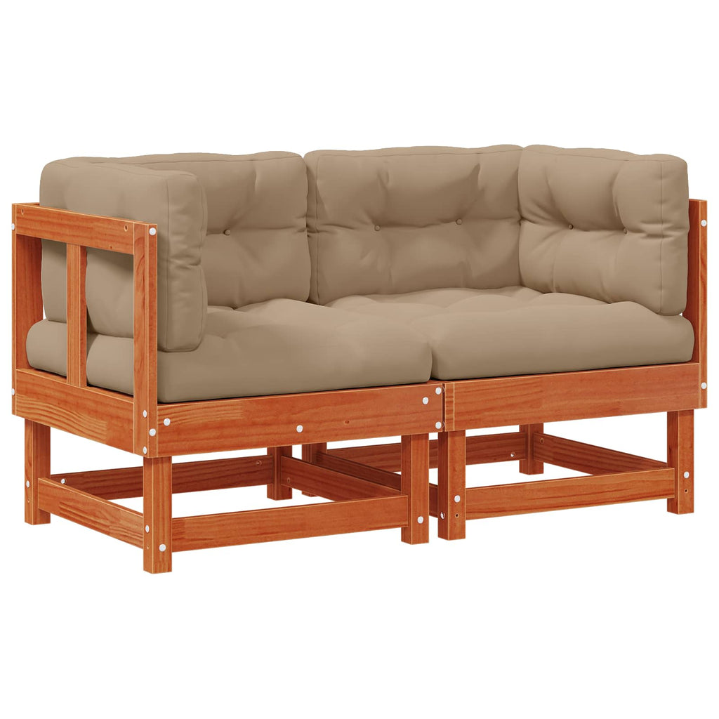 vidaXL 2 pcs Sofa narożna do ogrodu Lite drewno sosnowe Woskowy Brąz