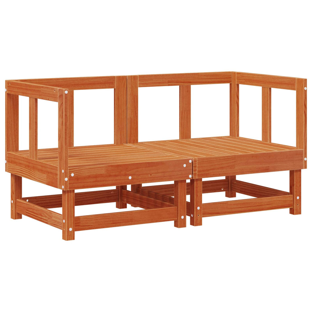 vidaXL 2 pcs Sofa narożna do ogrodu Lite drewno sosnowe Woskowy Brąz