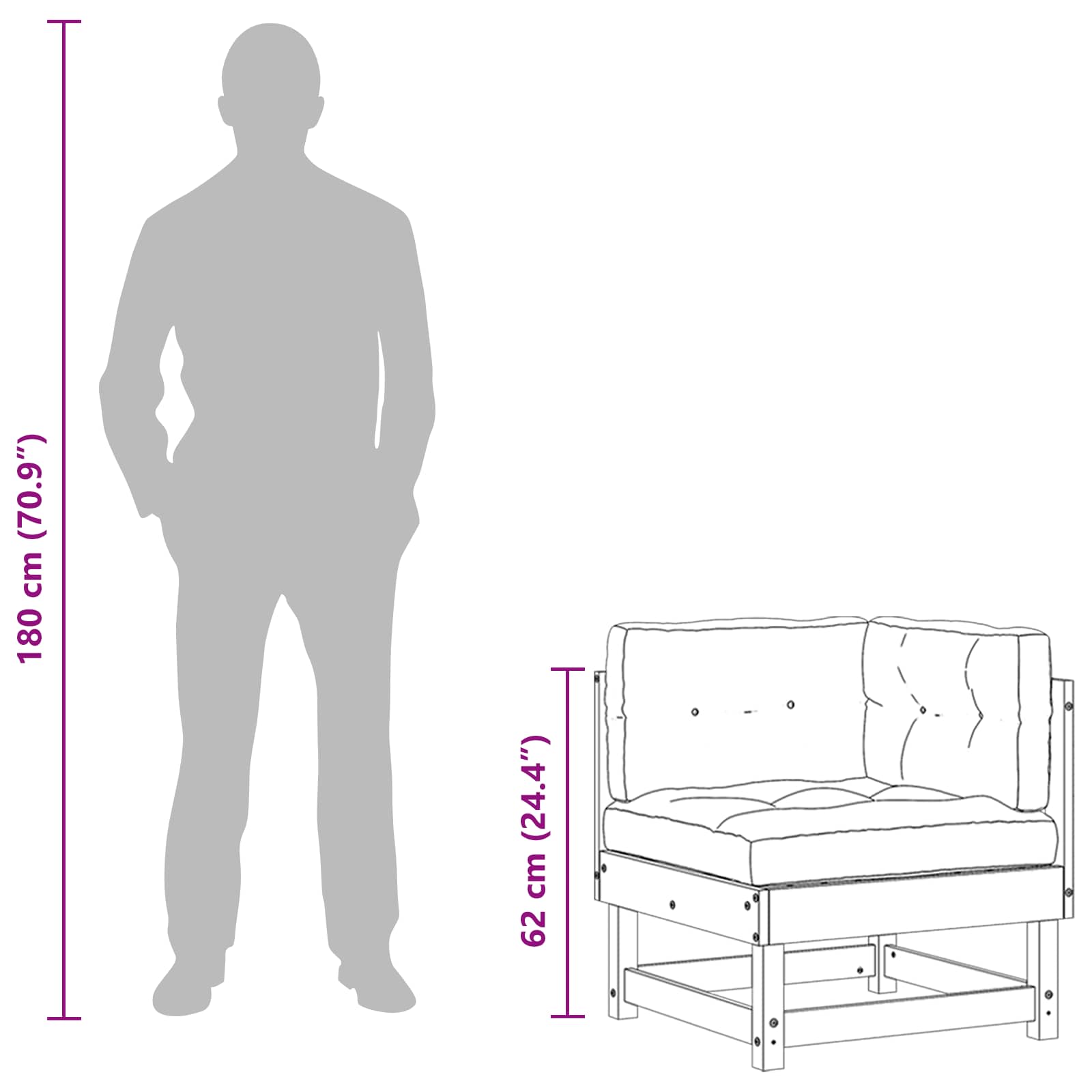 vidaXL 2 pcs Sofa narożna do ogrodu Lite drewno sosnowe Woskowy Brąz
