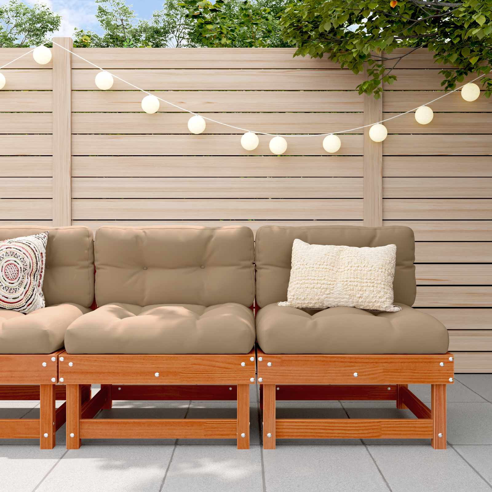 vidaXL Sofa Środkowa do Ogrodu Lite drewno sosnowe Woskowy Brąz