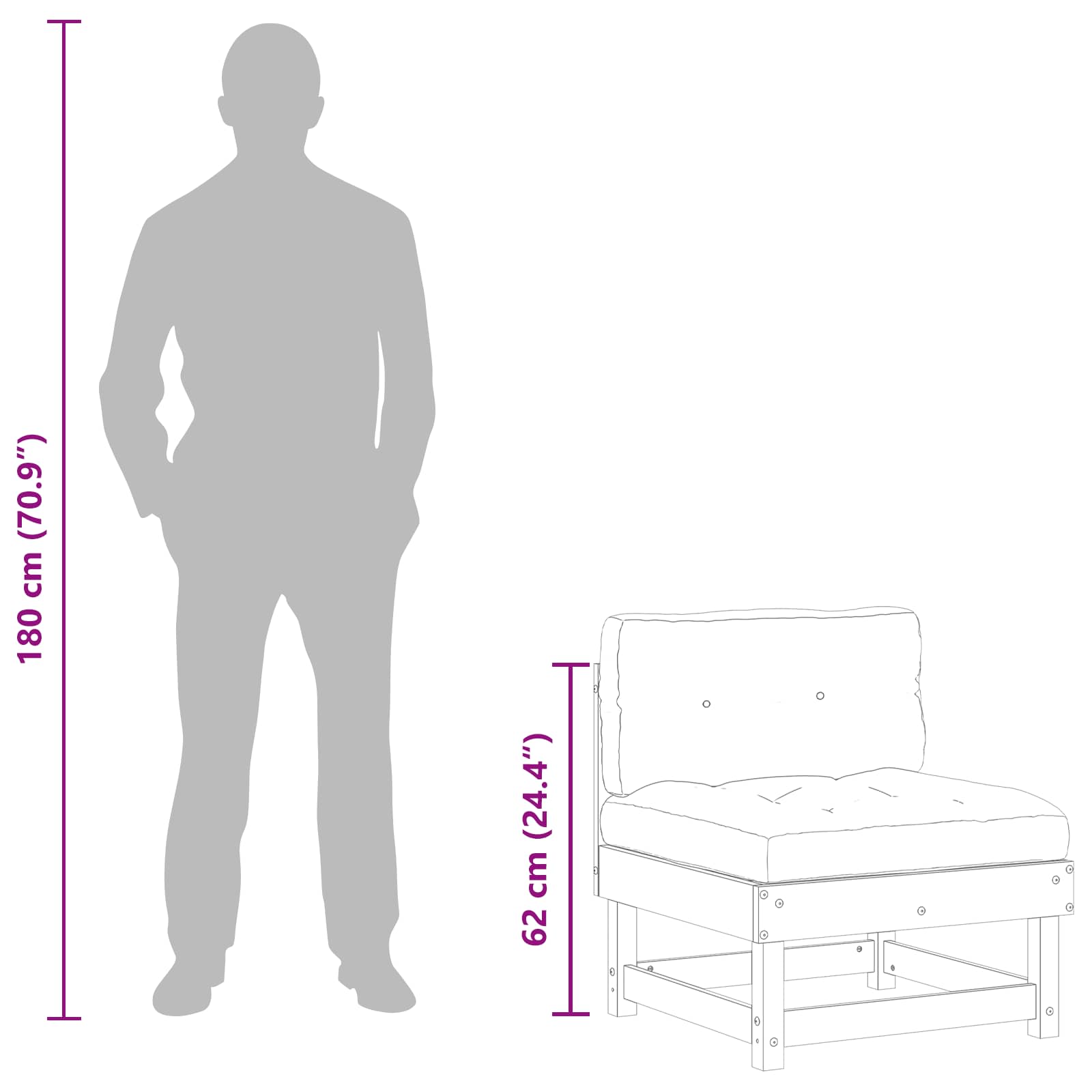 vidaXL Sofa Środkowa do Ogrodu Lite drewno sosnowe Woskowy Brąz