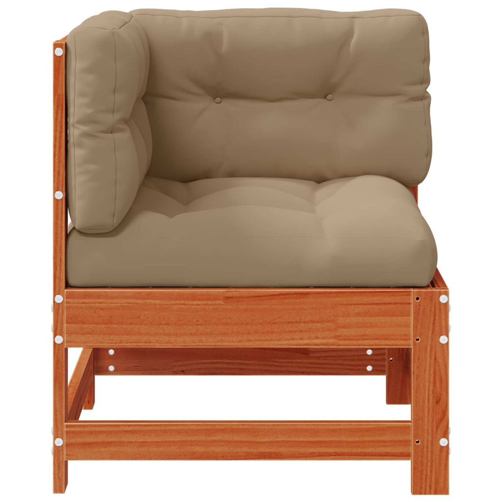 vidaXL Sofa narożna do ogrodu Lite drewno sosnowe Woskowany brąz