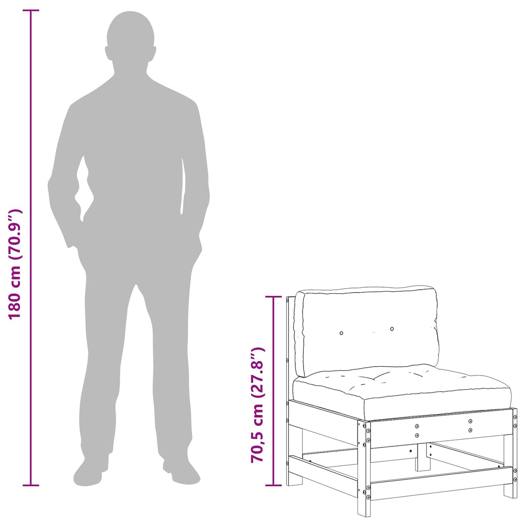 vidaXL Sofa Środkowa do Ogrodu Lite drewno sosnowe Woskowany brąz