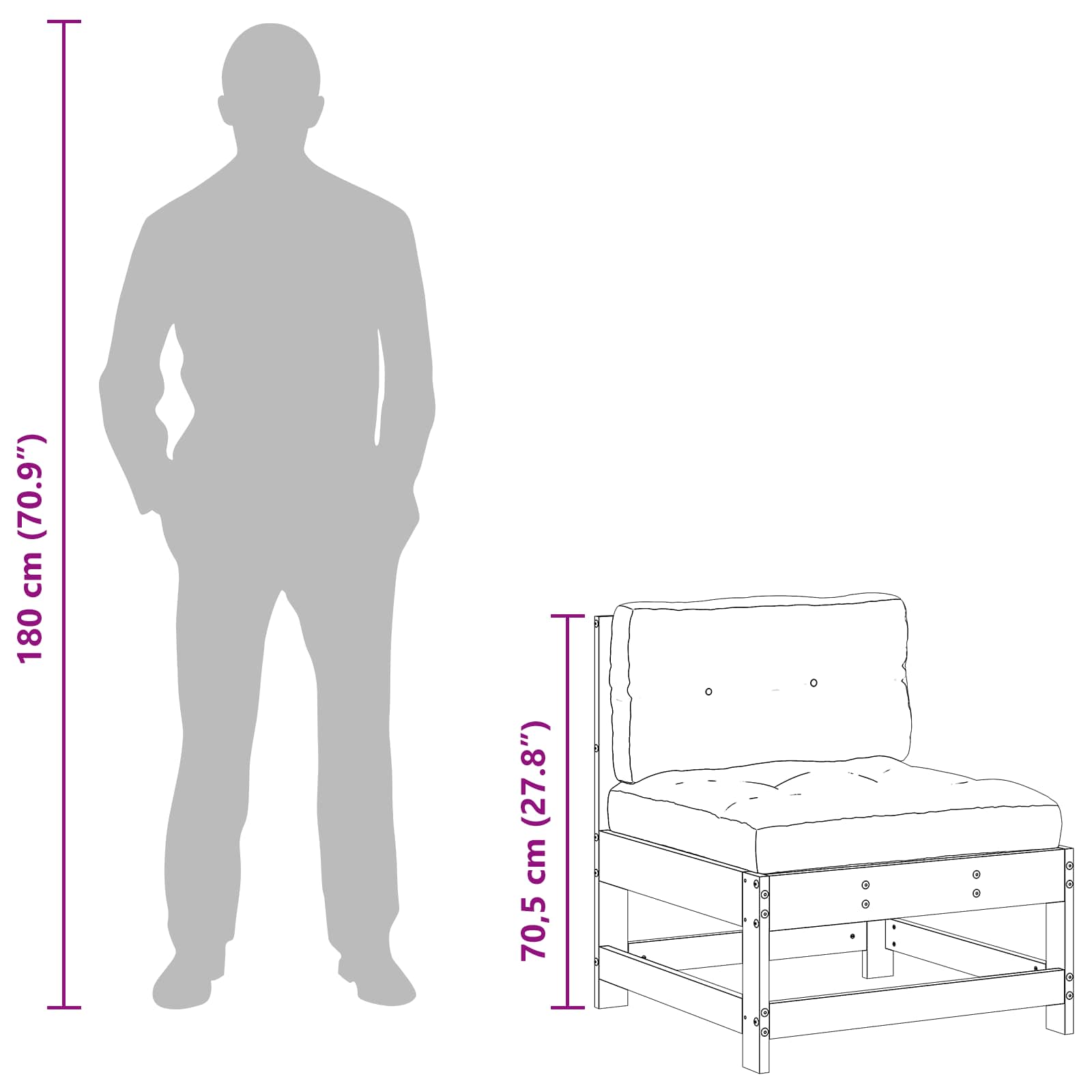 vidaXL Sofa Środkowa do Ogrodu Lite drewno sosnowe Woskowany brąz