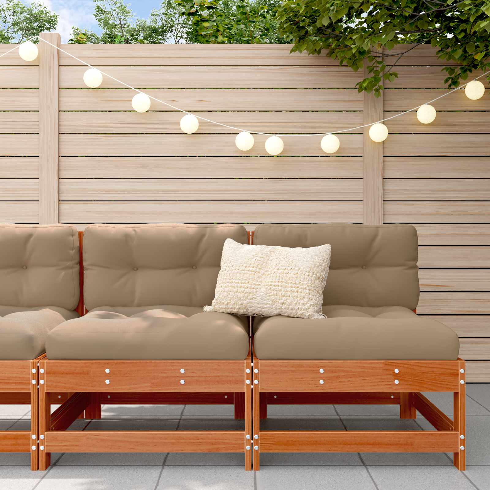 vidaXL Sofa Środkowa do Ogrodu Lite drewno sosnowe Woskowy Brąz