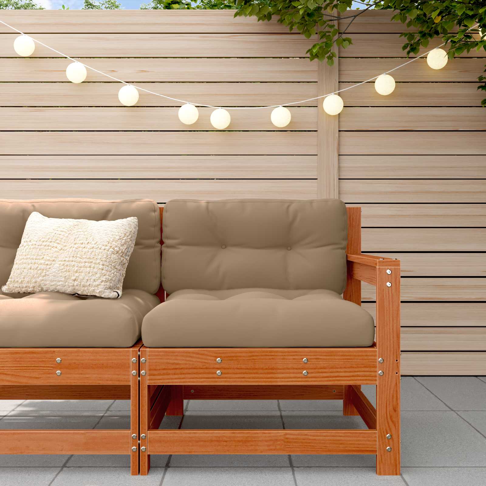 vidaXL Sofa narożna do ogrodu Lite drewno sosnowe Woskowany brąz