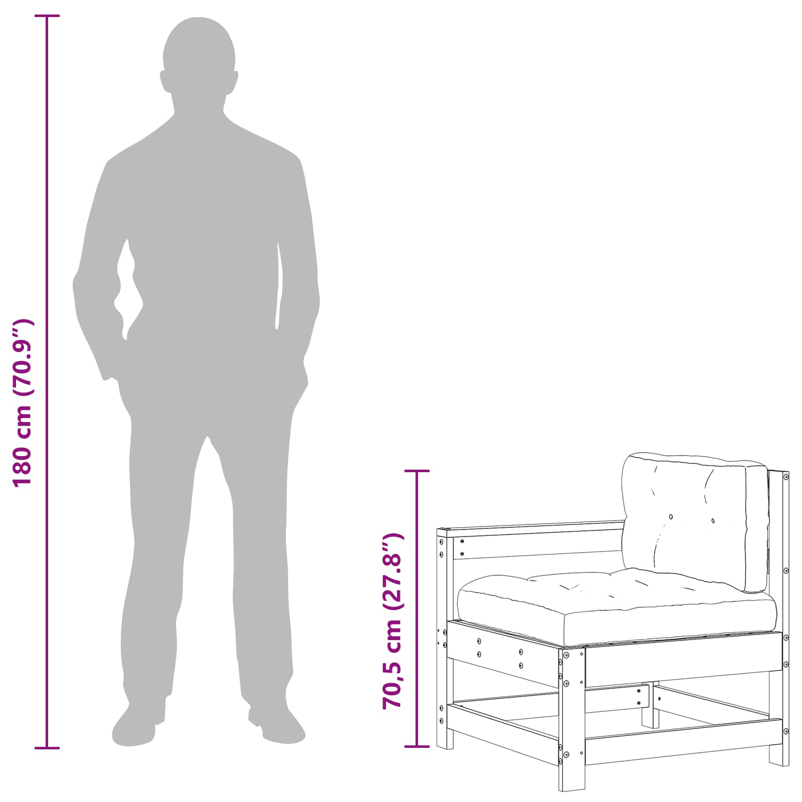 vidaXL Sofa narożna do ogrodu Lite drewno sosnowe Woskowany brąz