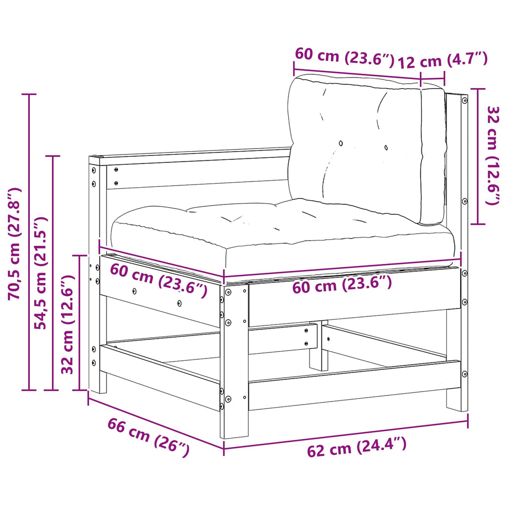 vidaXL Sofa narożna do ogrodu Lite drewno sosnowe Woskowany brąz