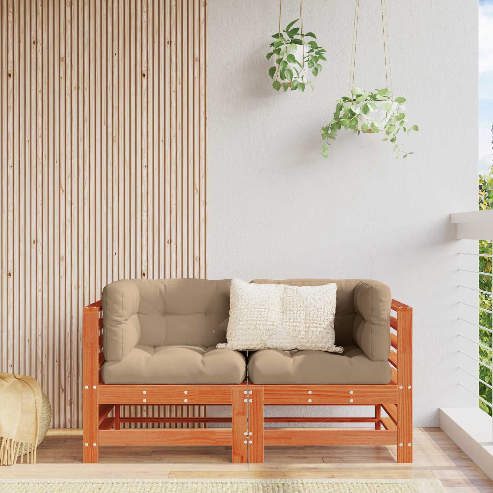 vidaXL Sofa narożna do ogrodu Lite drewno sosnowe Woskowy Brąz