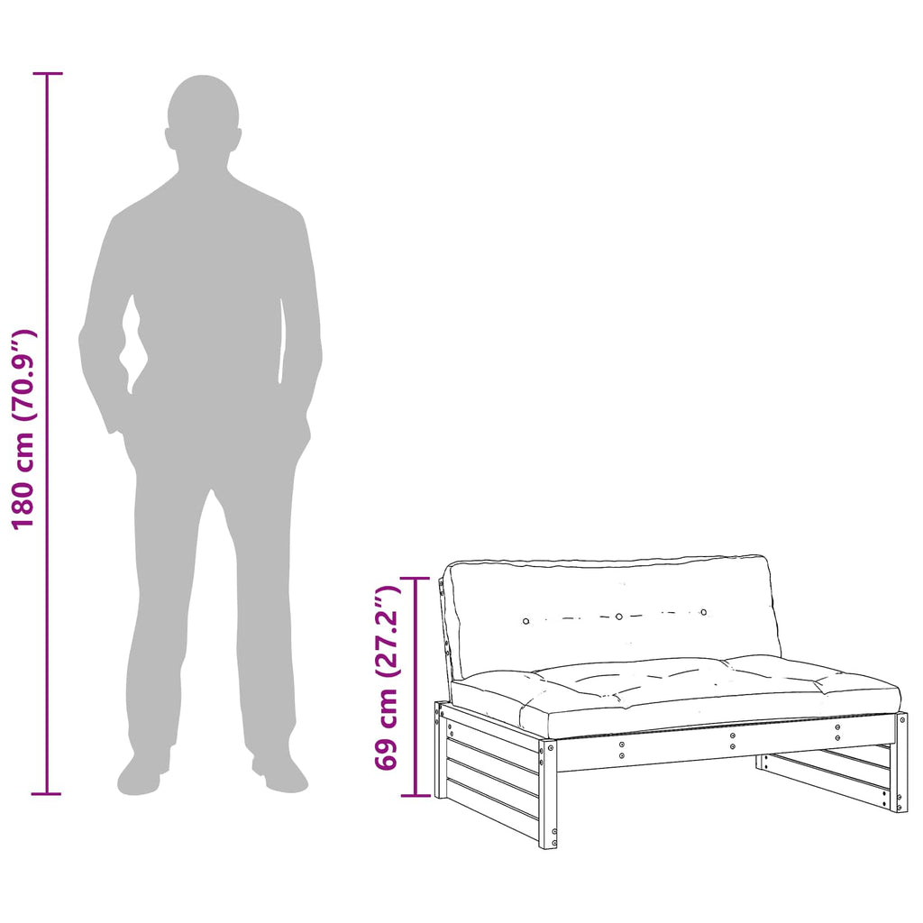 vidaXL Sofa Środkowa do Ogrodu Lite drewno sosnowe Woskowy Brąz