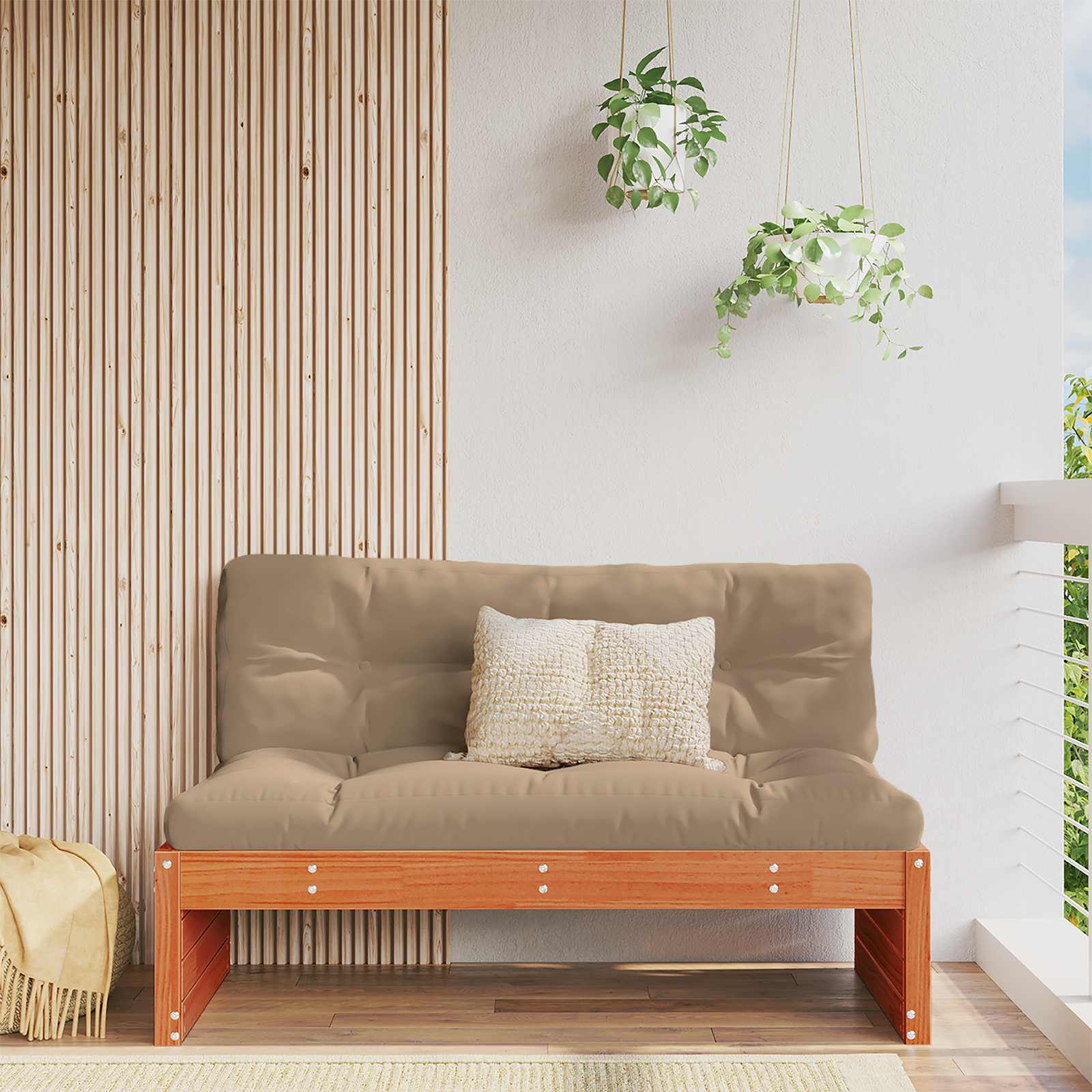 vidaXL Sofa Środkowa do Ogrodu Lite drewno sosnowe Woskowy Brąz