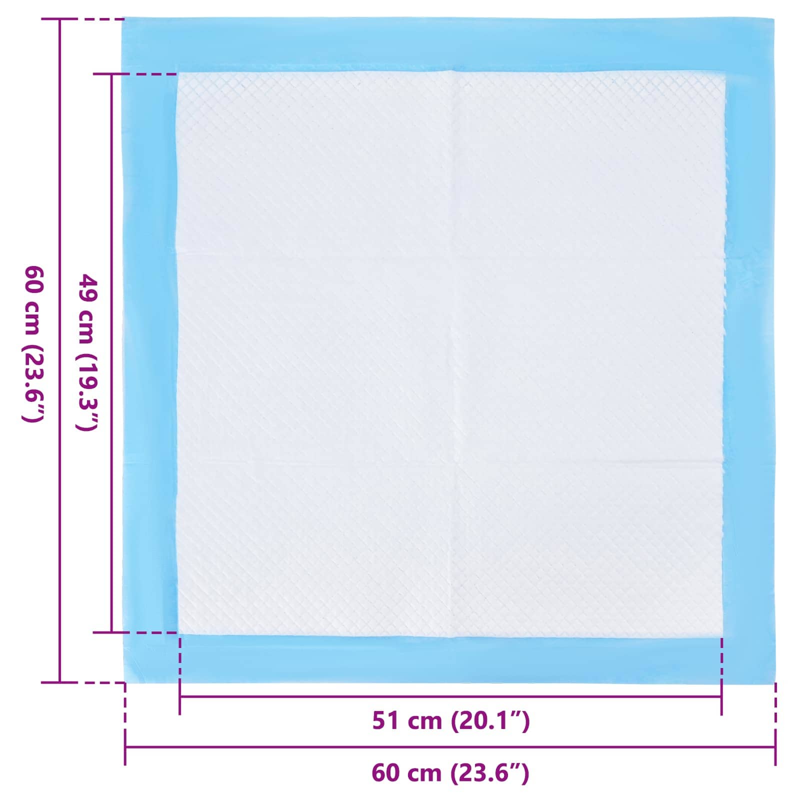 vidaXL Podkład treningowy dla zwierząt z włókniny 50 pcs 60 x 60 cm