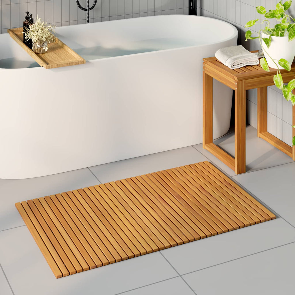 vidaXL Mata do kąpieli brązowy 100 x 60 cm Lite Drewno Akacji