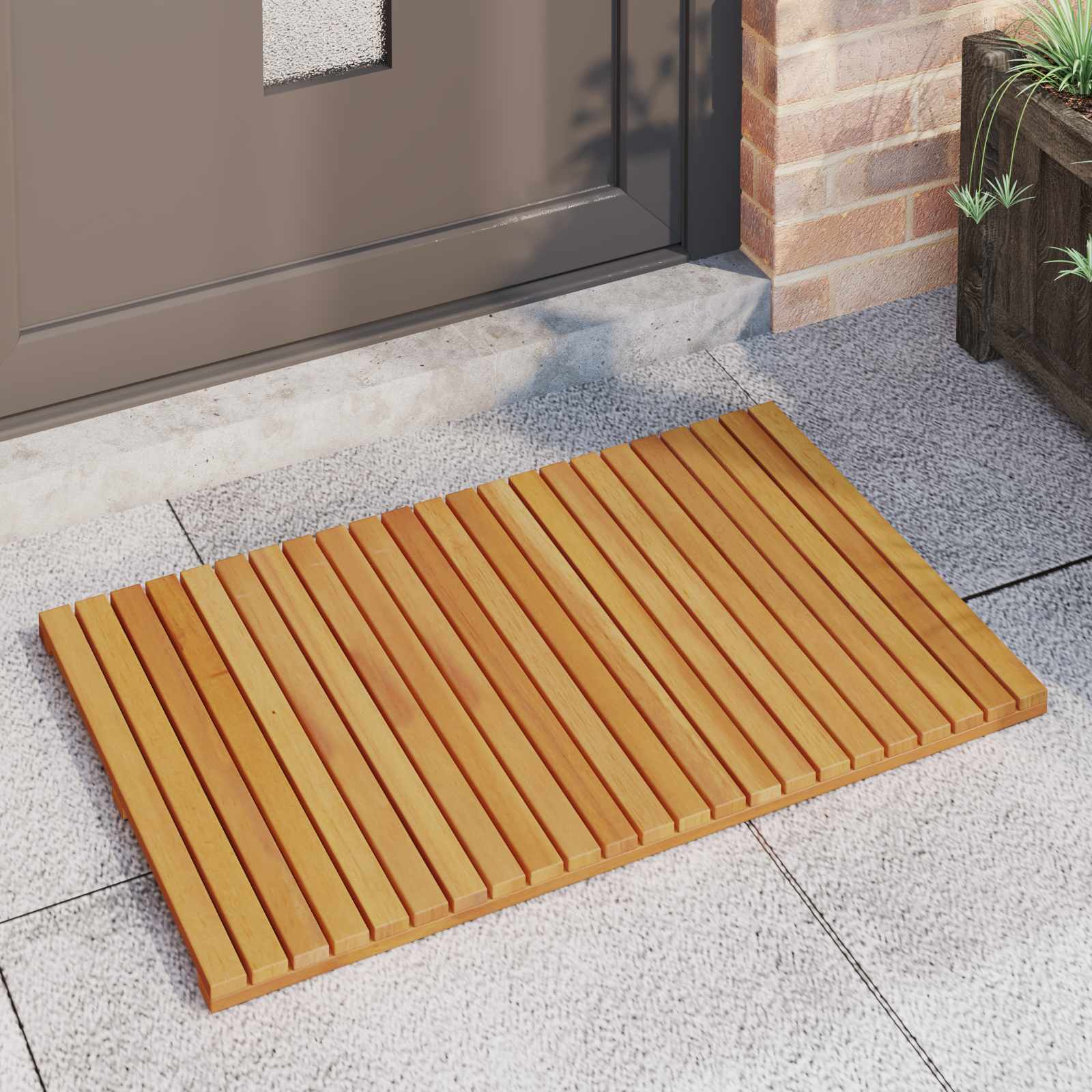 vidaXL Mata do kąpieli Gładki brązowy 80 x 50 cm Lite Drewno Akacji