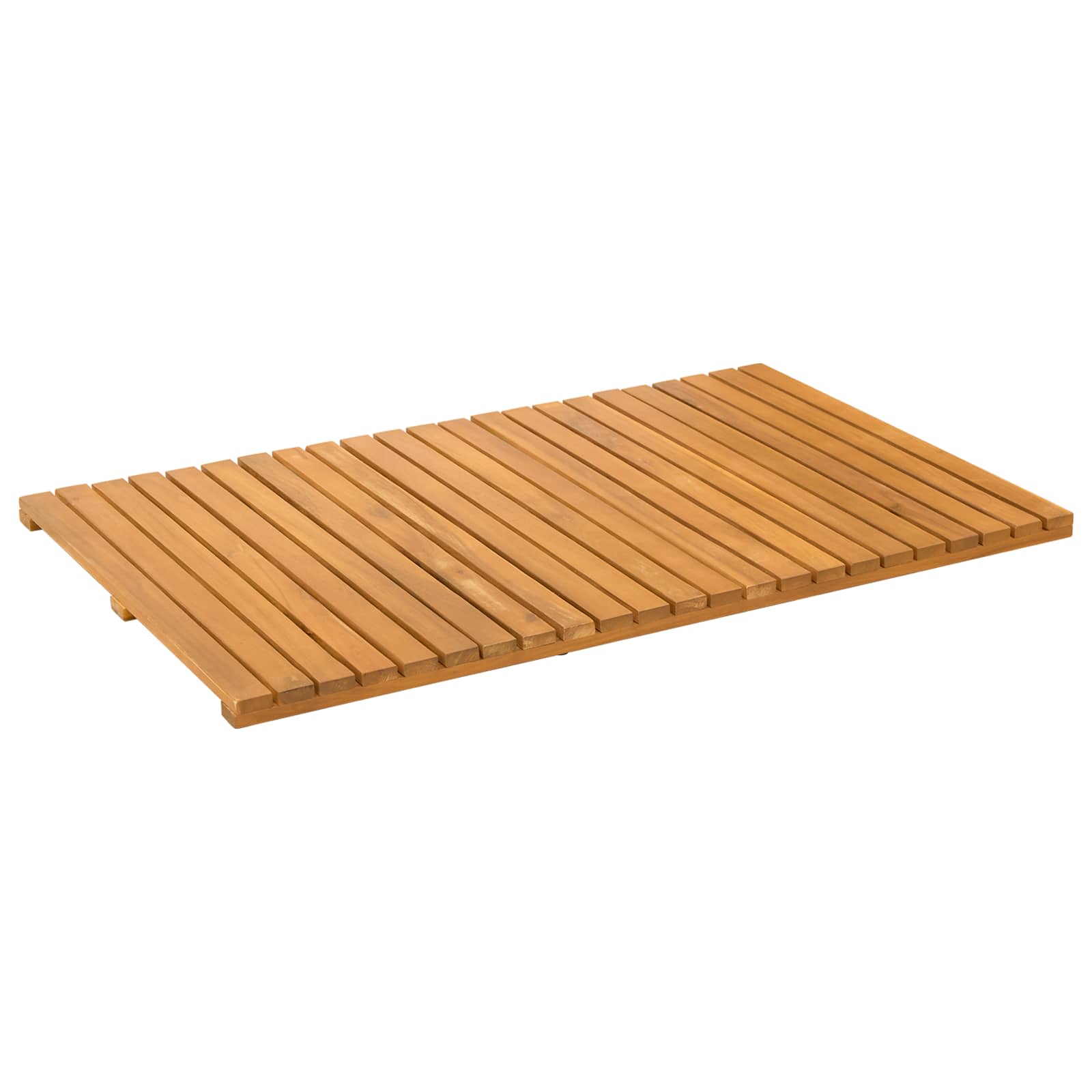 vidaXL Mata do kąpieli Gładki brązowy 80 x 50 cm Lite Drewno Akacji