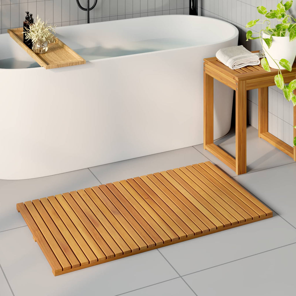 vidaXL Mata do kąpieli Gładki brązowy 100 x 55 cm Lite Drewno Akacji