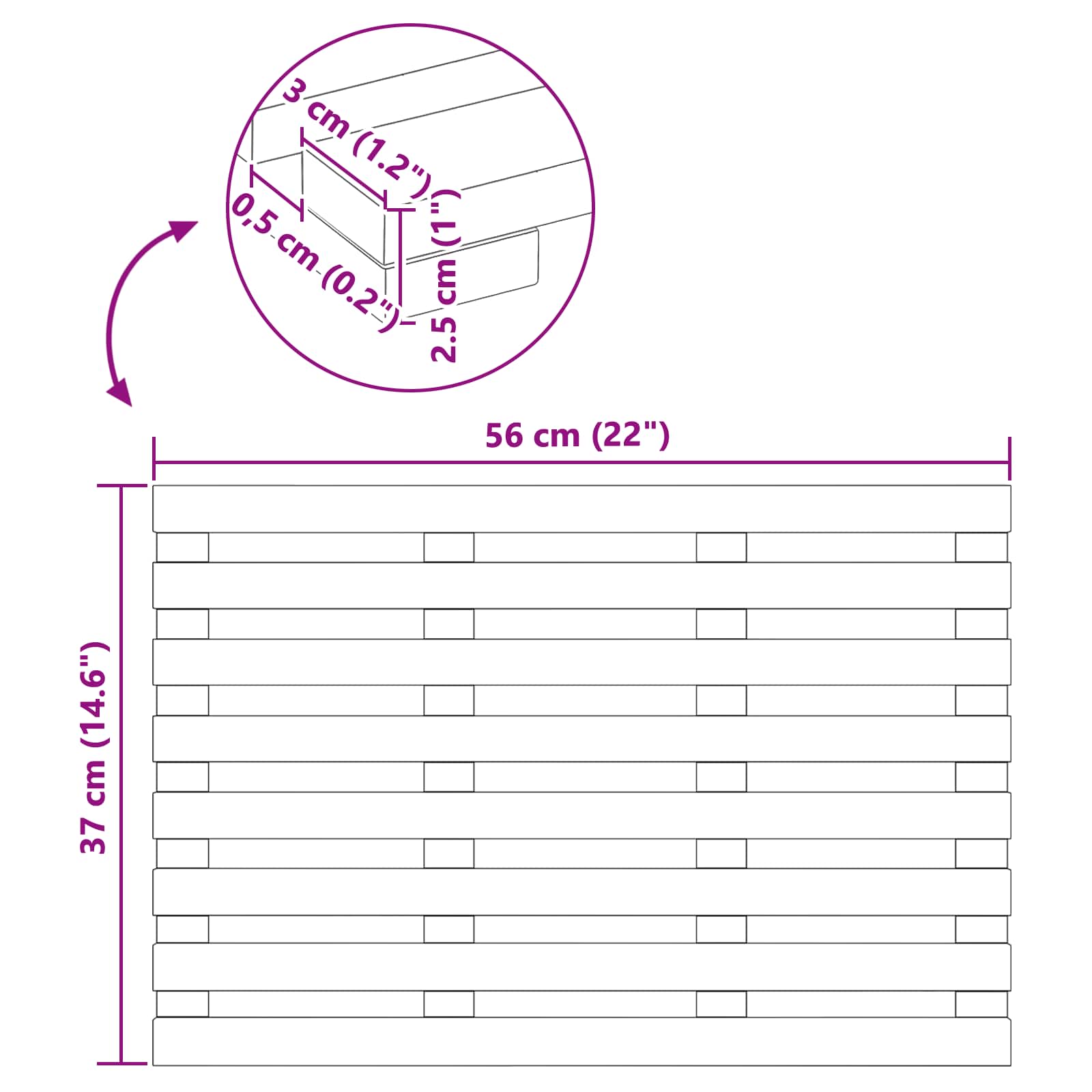 vidaXL Mata do kąpieli brązowy 56 x 37 x 2,5 cm Lite Drewno Akacji