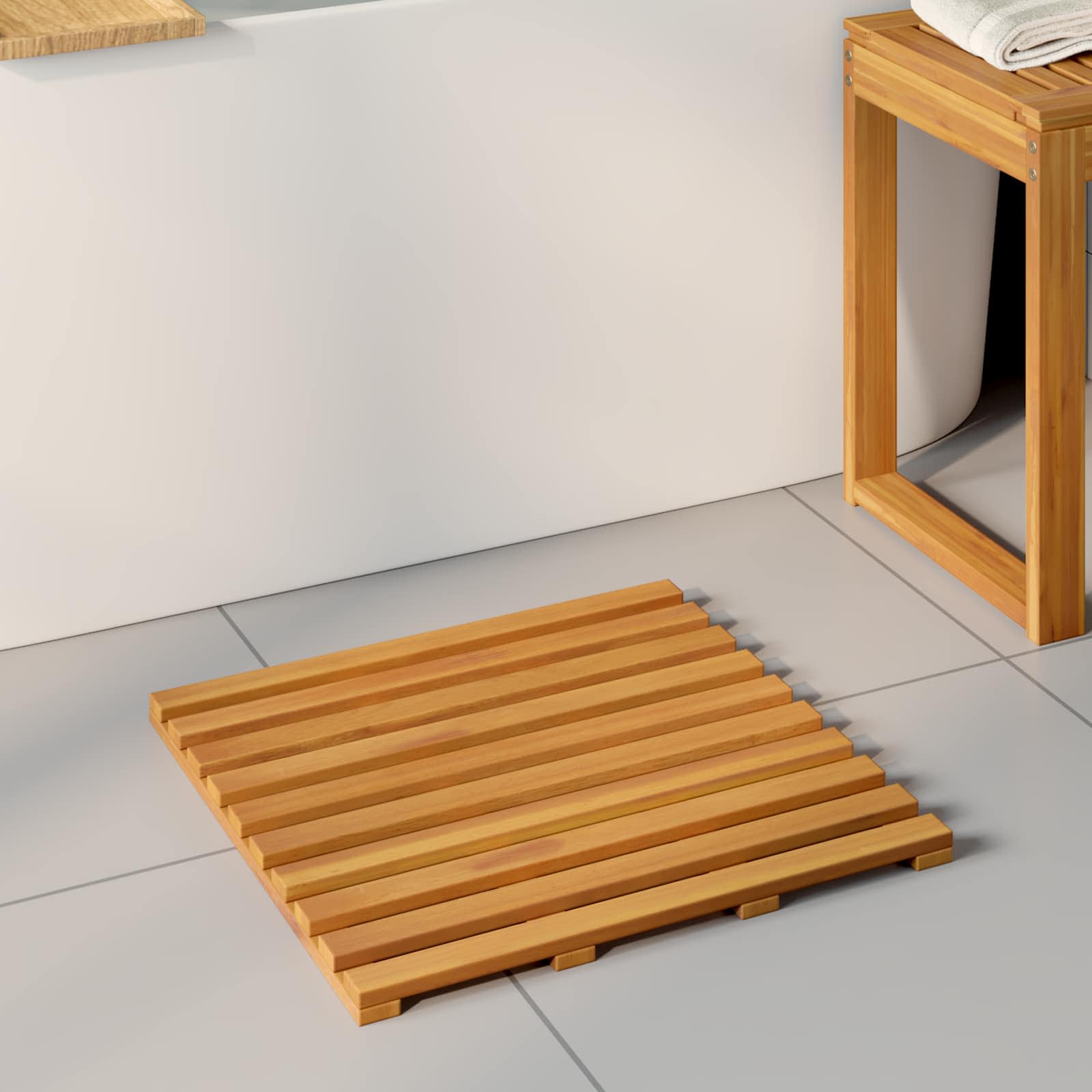 vidaXL Mata do kąpieli brązowy 50 x 48 x 2,5 cm Lite Drewno Akacji