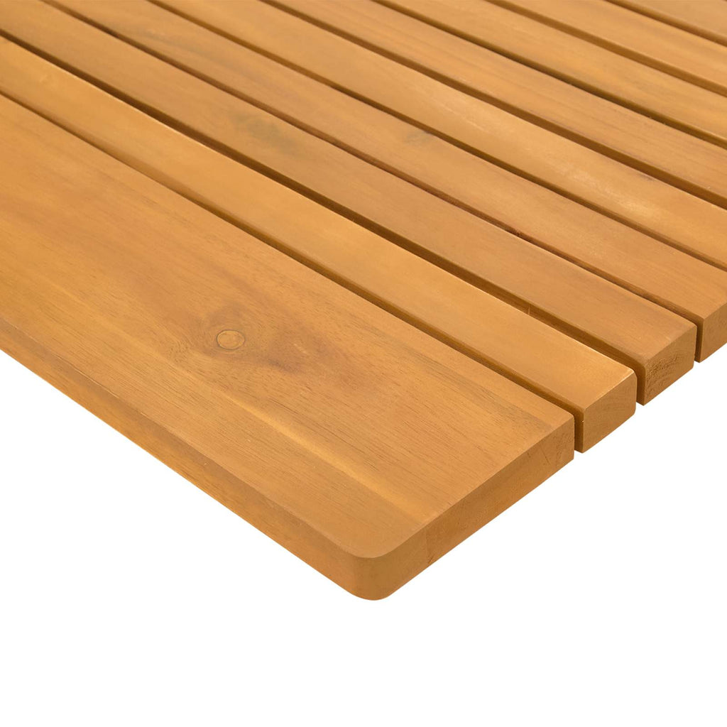 vidaXL Mata do kąpieli Gładki brązowy 100 x 55 cm Lite Drewno Akacji