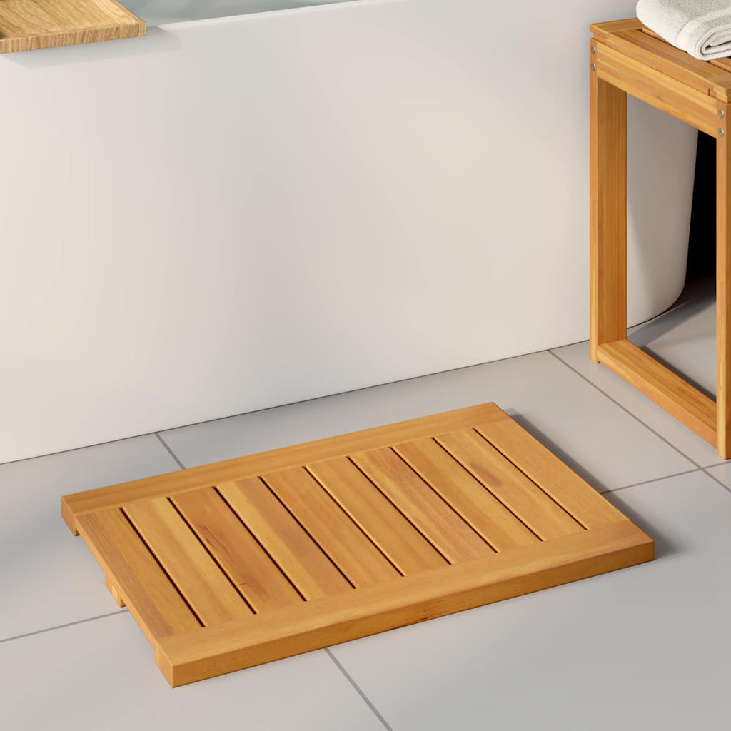 vidaXL Mata do kąpieli Gładki brązowy 60 x 40 cm Lite Drewno Akacji