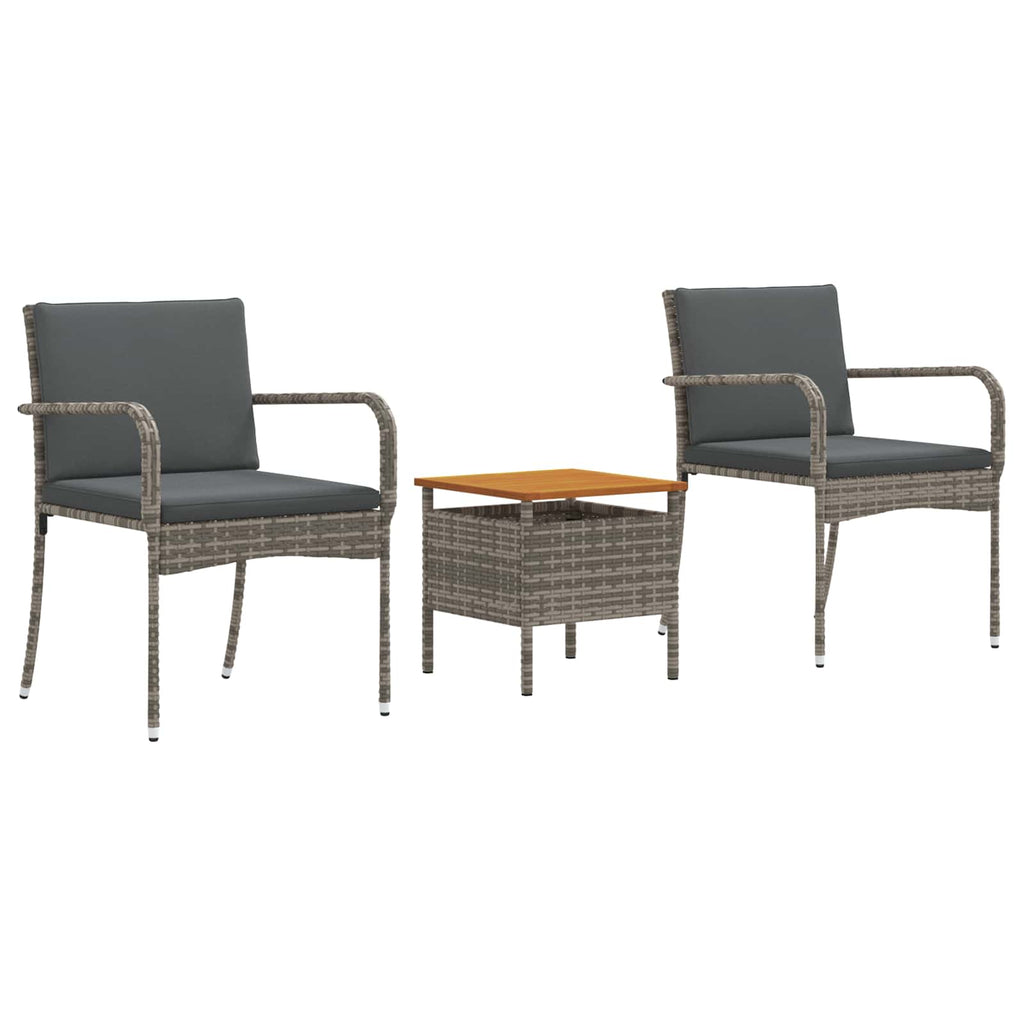 vidaXL Zestaw Bistro Ogrodowego z poduszką 3 pcs Szary polirattan
