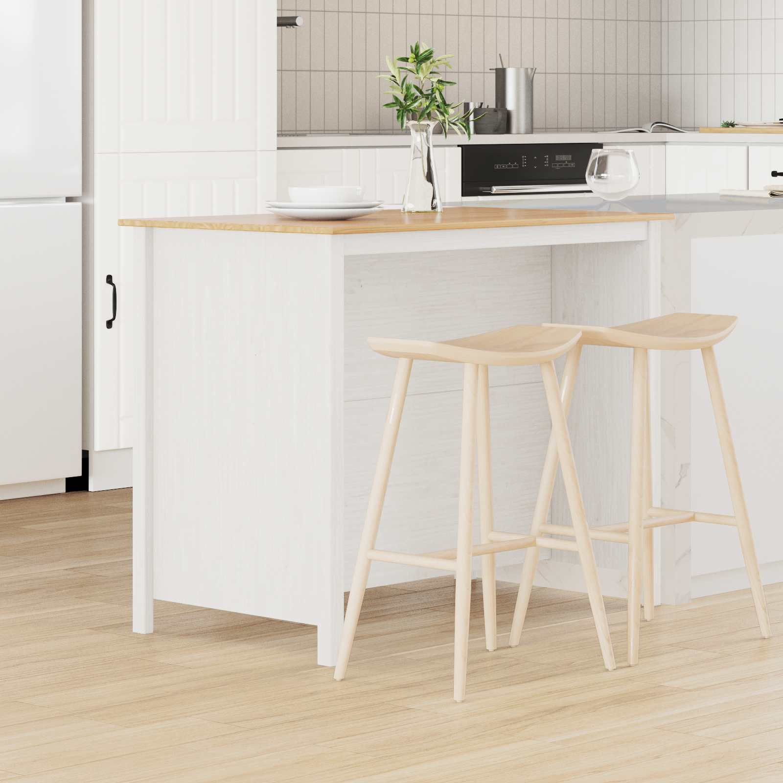 vidaXL Wyspy Kuchenne HILL Biały 112 x 66 x 90 cm Lite drewno sosnowe