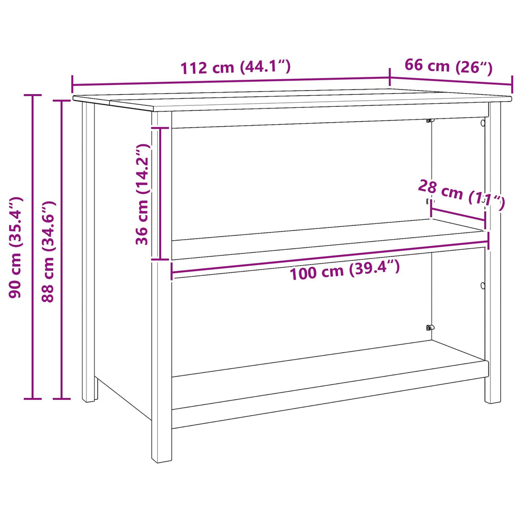 vidaXL Wyspy Kuchenne HILL Biały 112 x 66 x 90 cm Lite drewno sosnowe
