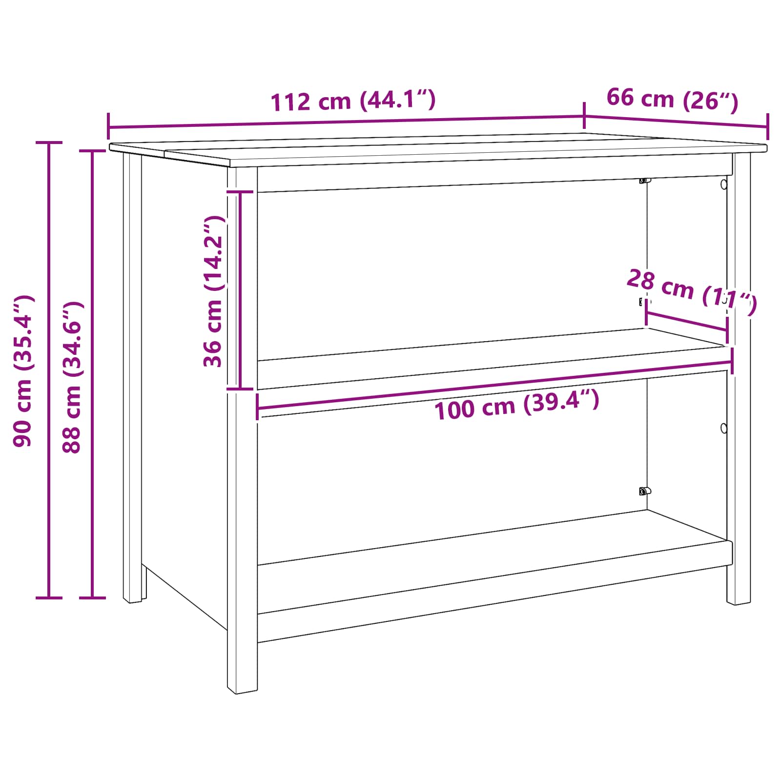 vidaXL Wyspy Kuchenne HILL Biały 112 x 66 x 90 cm Lite drewno sosnowe