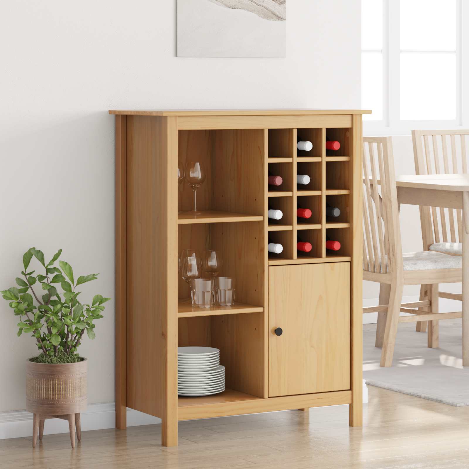 vidaXL Szafka na wino HILL Miodowy brąz 79.5 x 40 x 107.5 cm