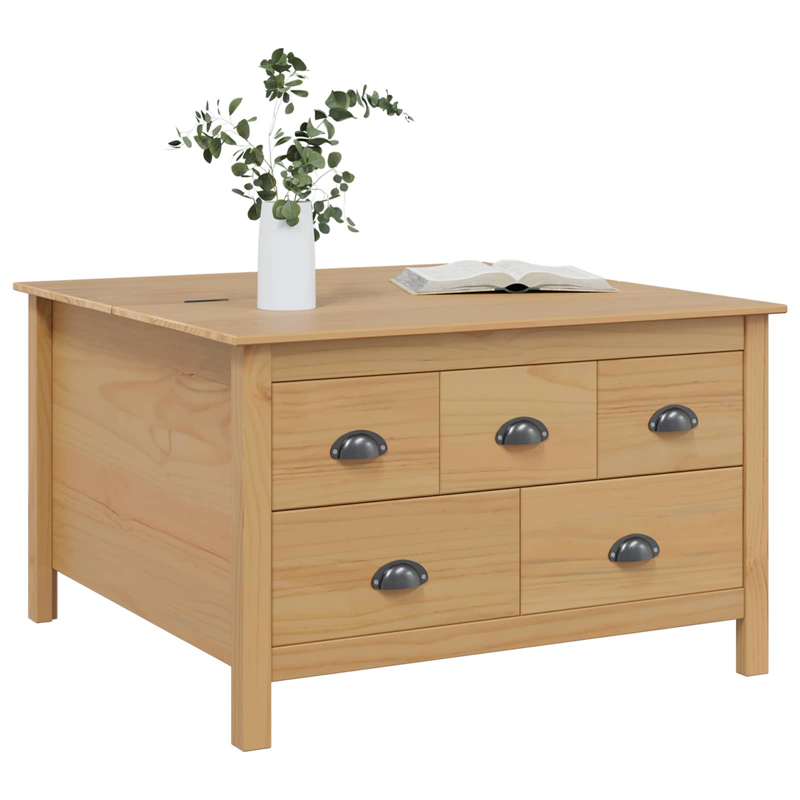 vidaXL Stolik kawowy z szufladą HILL Miodowy brąz 79.5 x 79.5 x 49 cm
