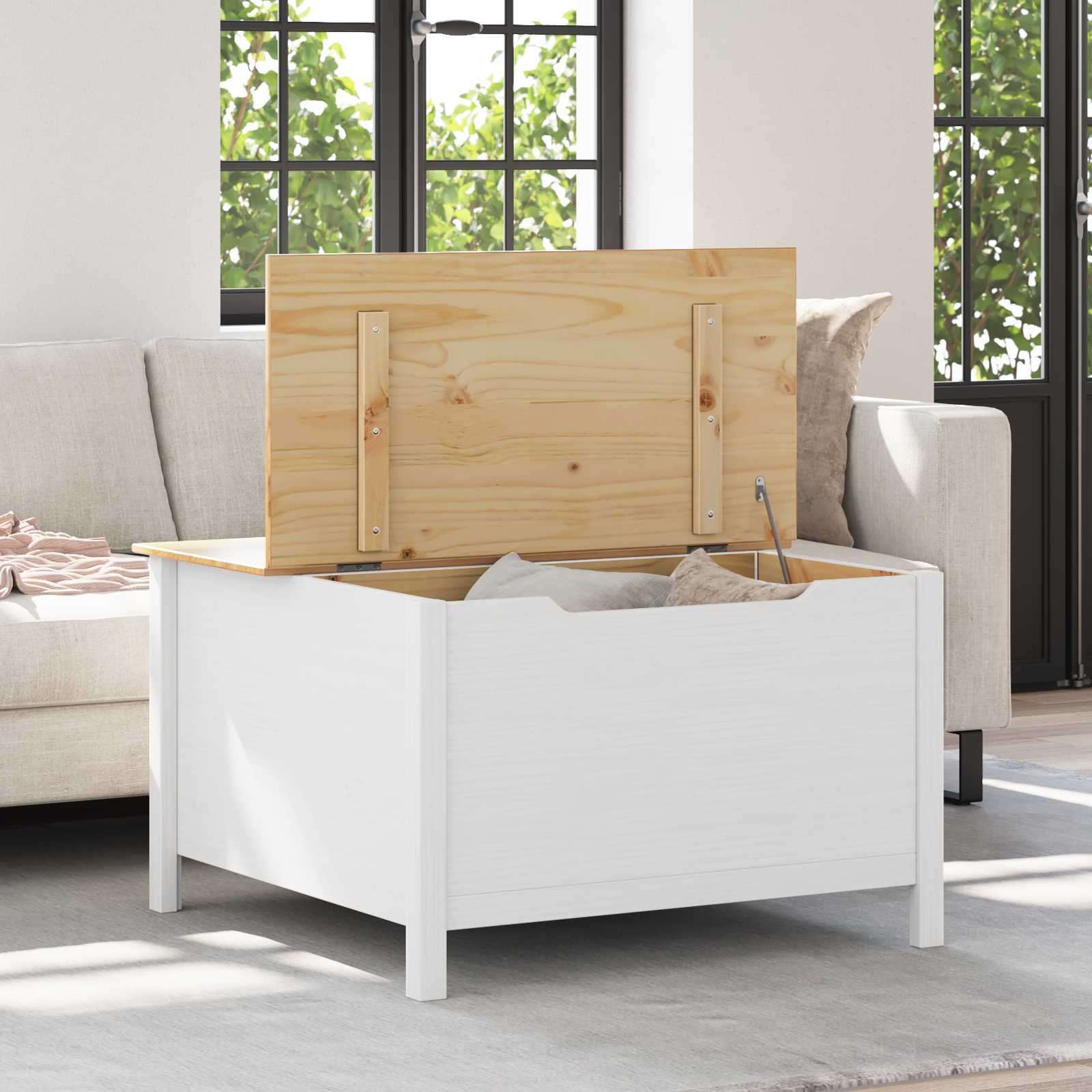 vidaXL Stolik kawowy HILL Biały i Brązowy Miód 79.5 x 79.5 x 49 cm
