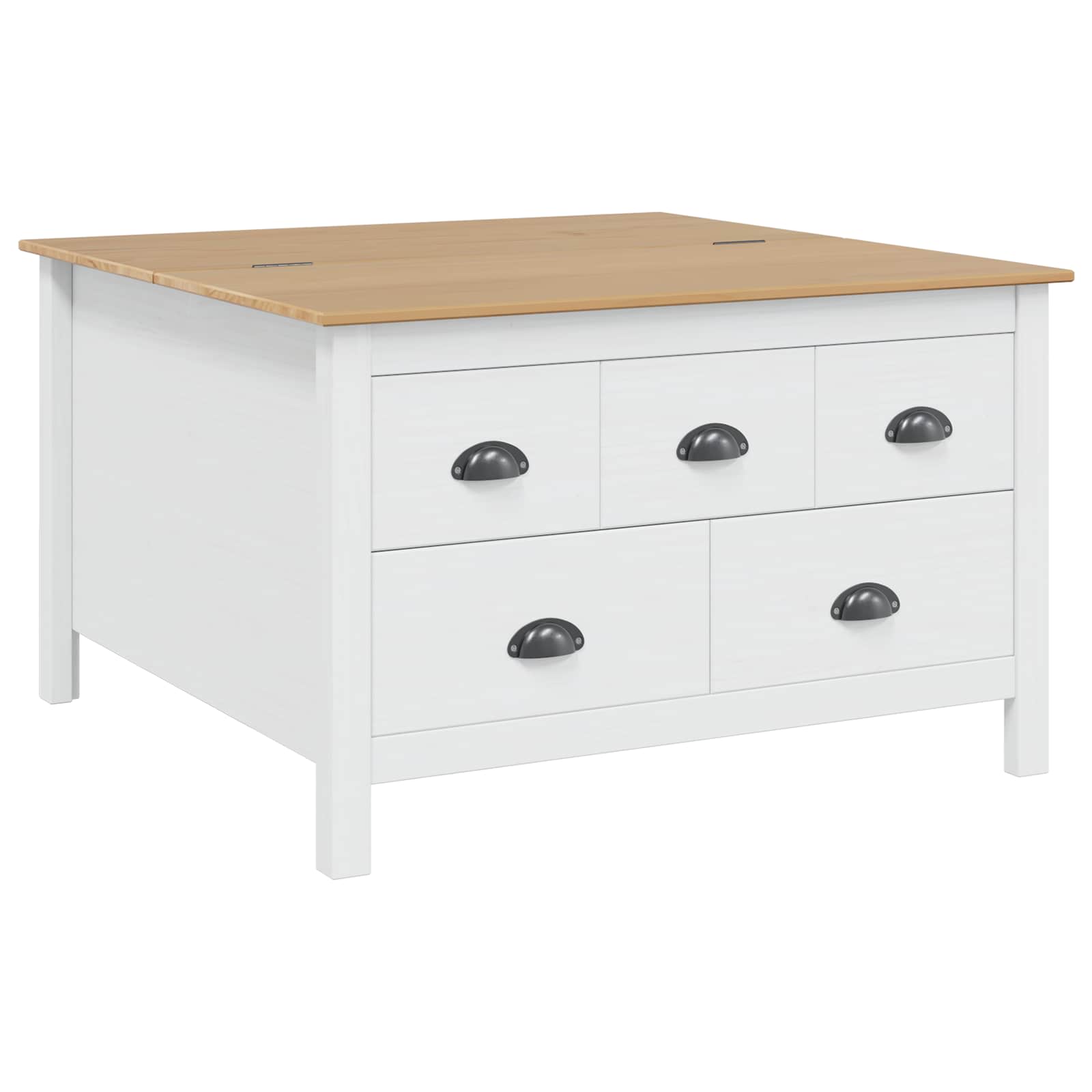 vidaXL Stolik kawowy HILL Biały i Brązowy Miód 79.5 x 79.5 x 49 cm