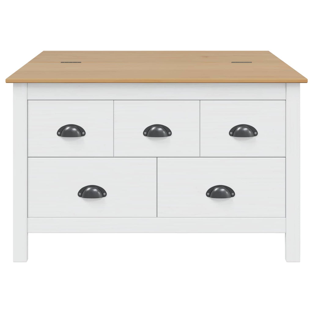 vidaXL Stolik kawowy HILL Biały i Brązowy Miód 79.5 x 79.5 x 49 cm