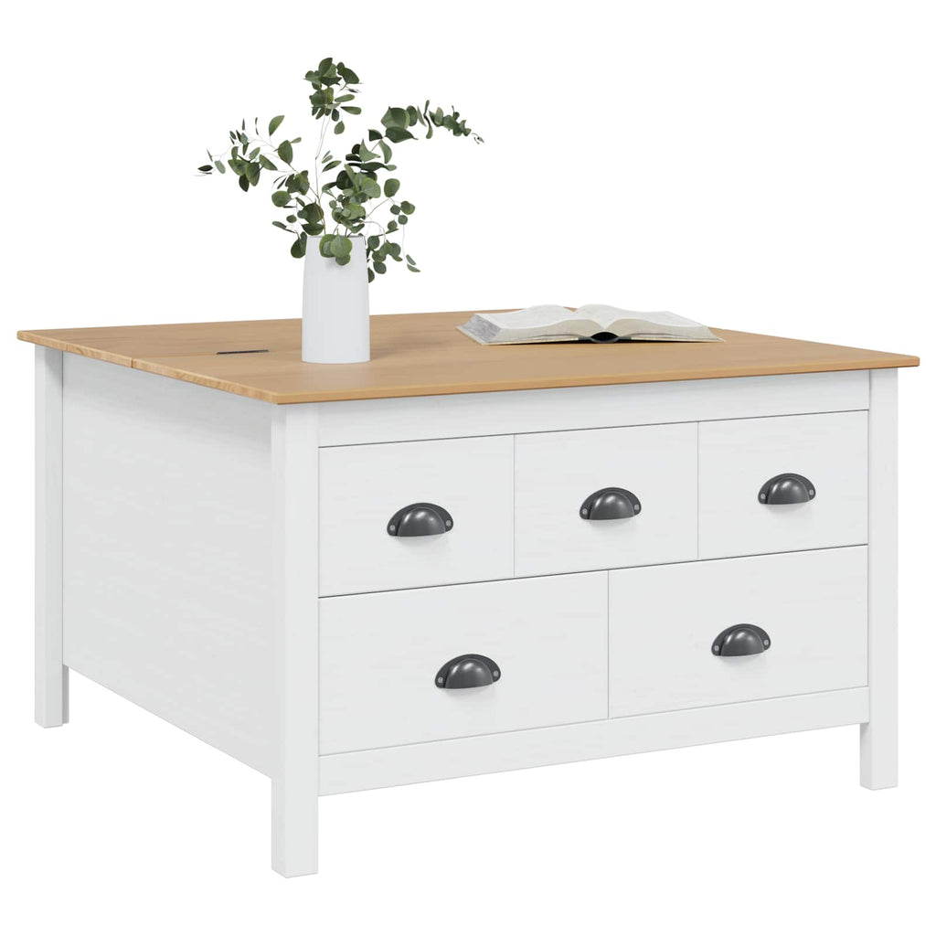 vidaXL Stolik kawowy HILL Biały i Brązowy Miód 79.5 x 79.5 x 49 cm