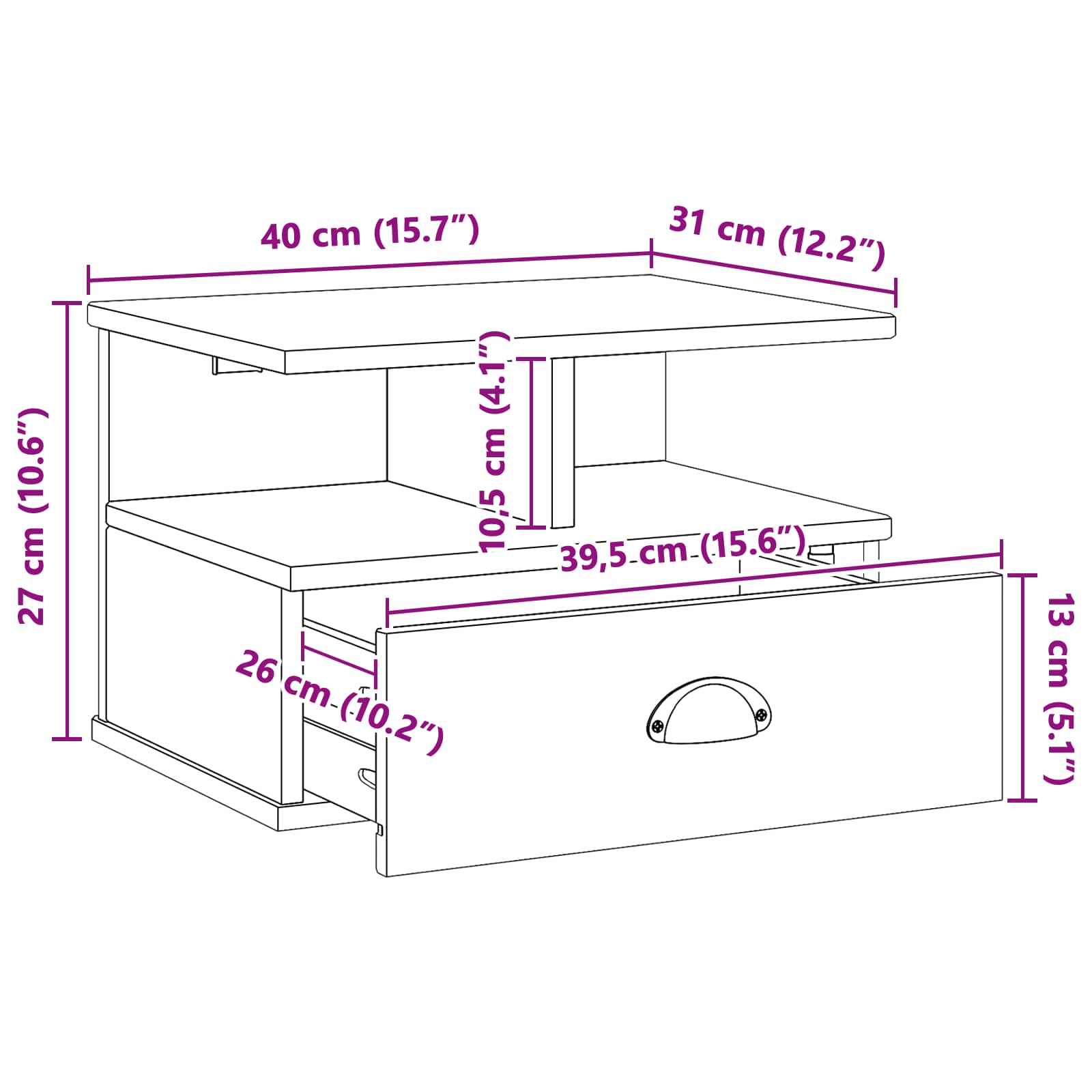 vidaXL Szafka Nocna HILL Biały 40 x 31 x 27 cm Lite drewno sosnowe