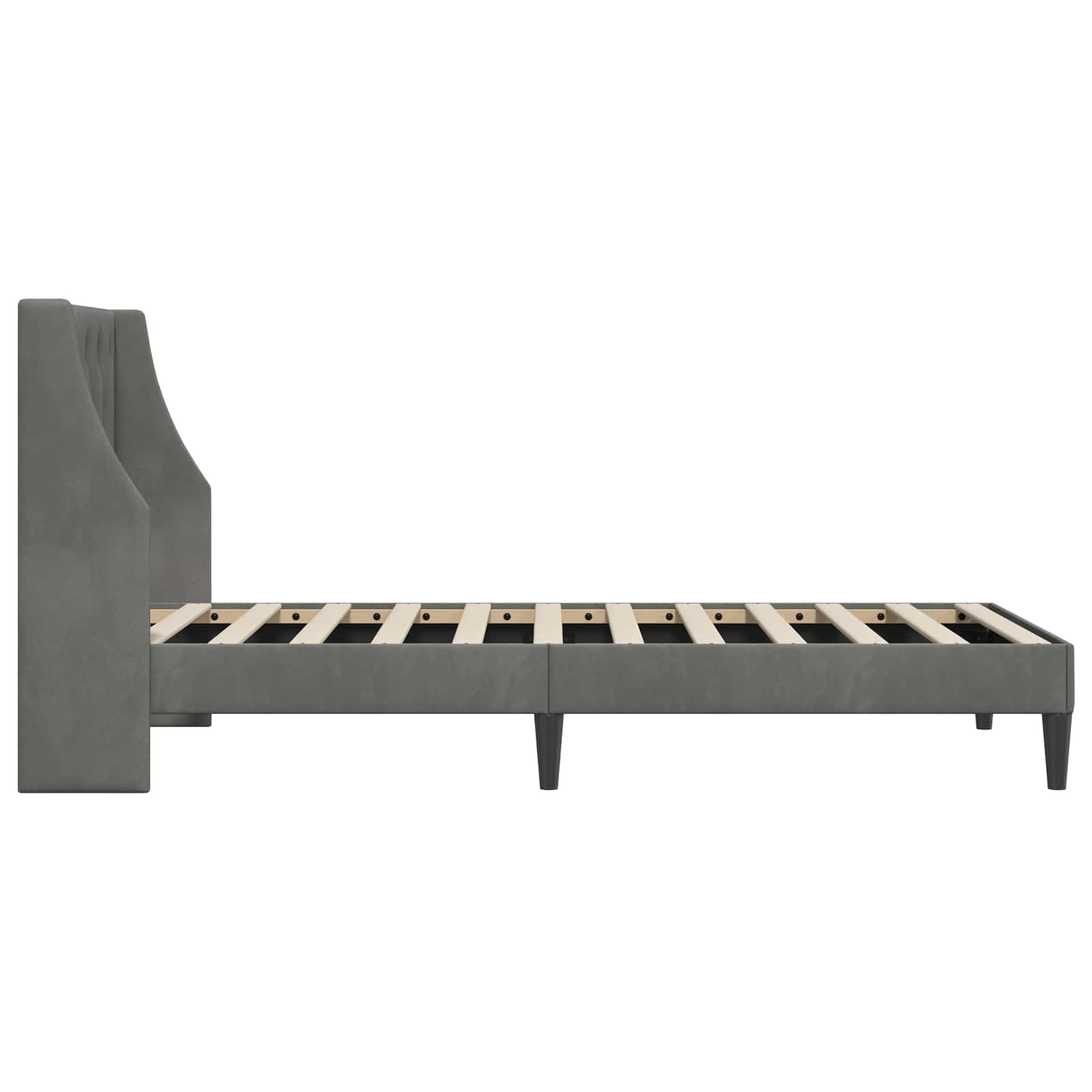 vidaXL Ramka łóżka Z zagłówkiem Ciemnoszary 90 x 190 cm Aksamit