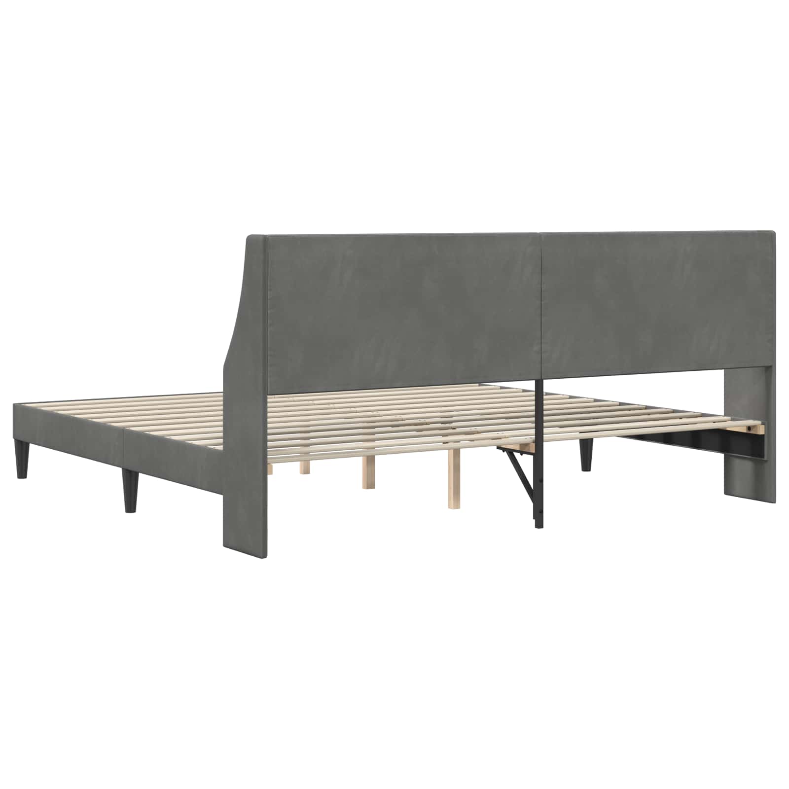 vidaXL Ramka łóżka Z zagłówkiem Ciemnoszary 180 x 200 cm Aksamit